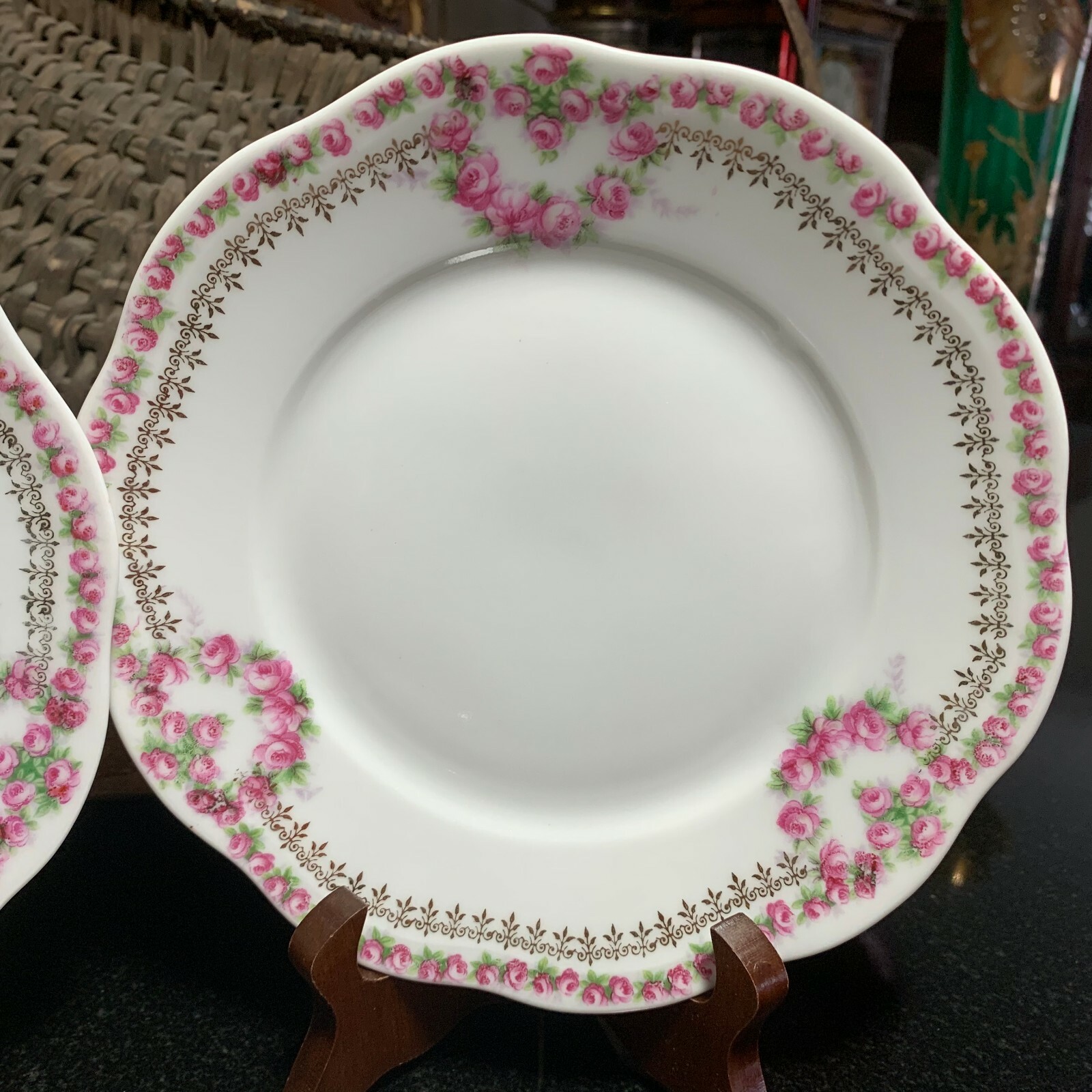 5 KPM Rose Garland or Swag 6 5/8″ Dessert Plates Made in Germany – Excellent