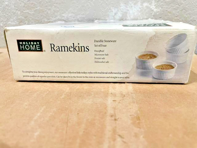 New Stoneware Ramekins Set of 4 “Holiday Home”, Free Shipping