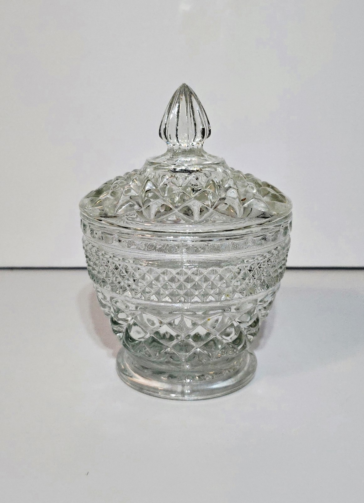 Anchor Hocking Wexford Glass Footed Sugar Bowl 5.5″ Clear Pressed Glassware