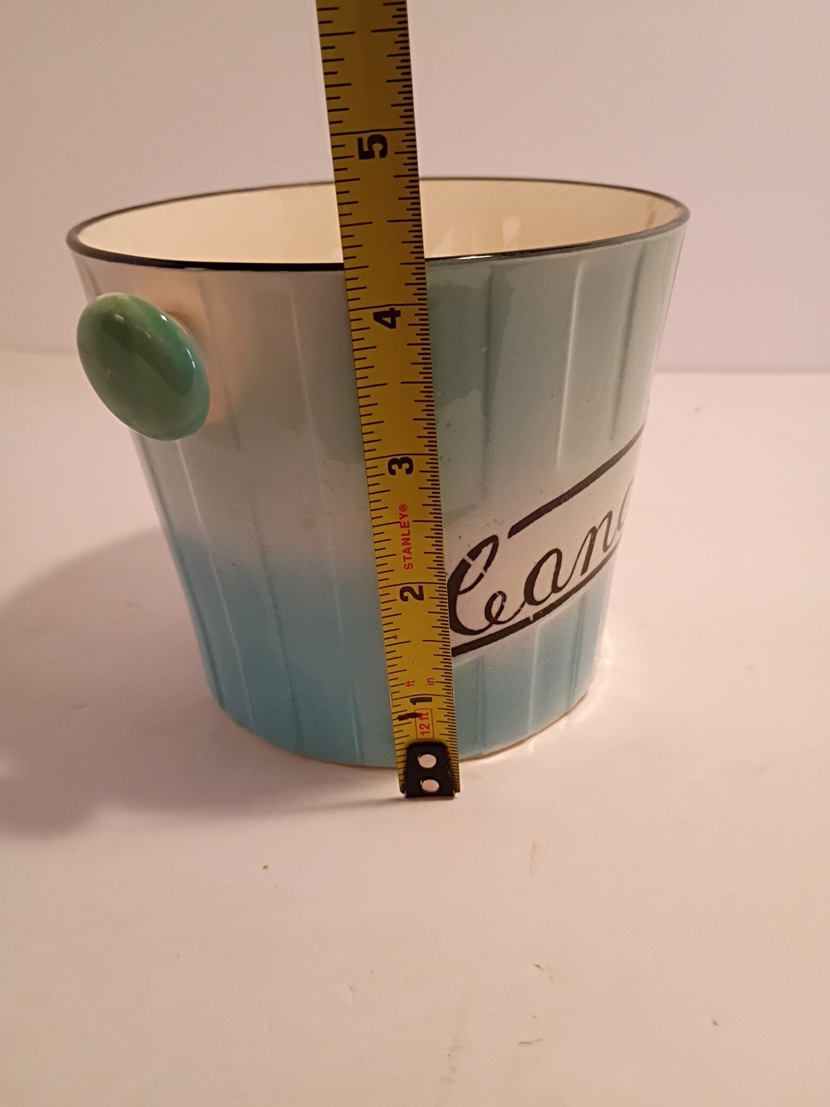 Vtg Lipper Mann Candy Dish Bucket Blue Candies Japan