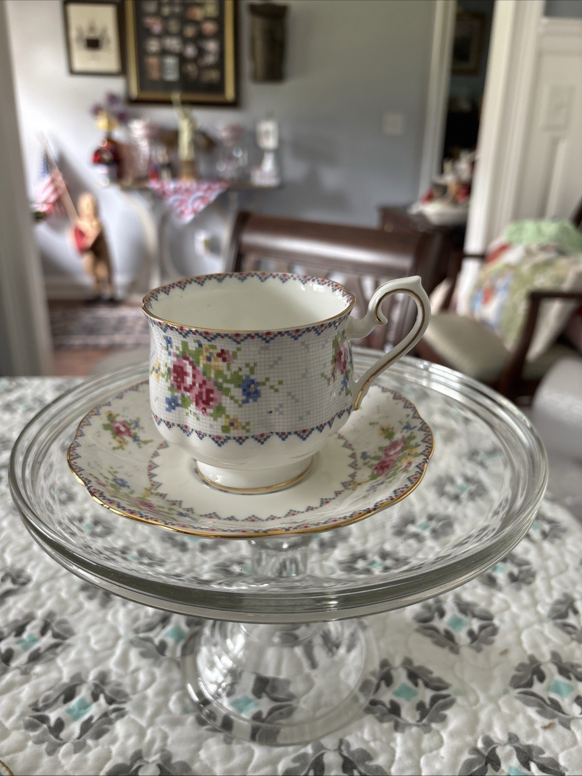 Vintage Royal Albert “Petit Point” Demitasse Cup and Saucer – England