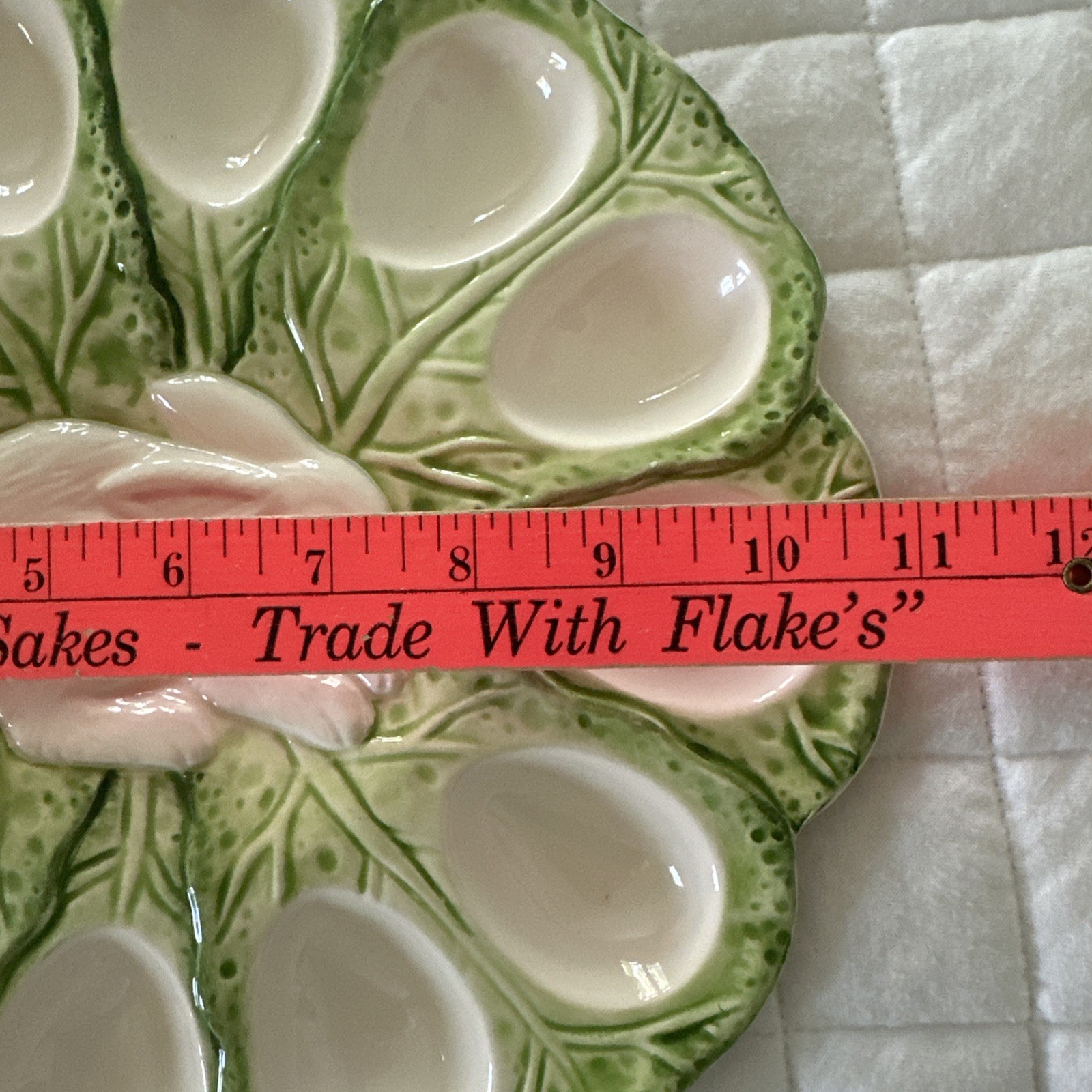Vintage Strata Bunny Lane Deviled Egg Platter Green Cabbage Easter Rabbit