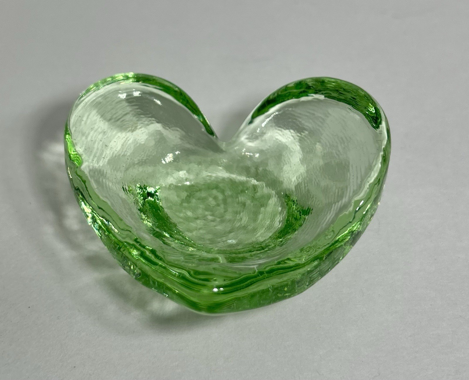 Fire & Light Recycled Glass Celery Green Heart Shaped Trinket Dish