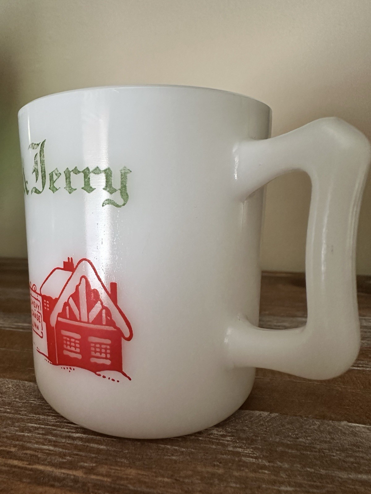 Tom and Jerry Vintage Egg Nog Chevy Chase Inn Milk Glass Hazel Atlas Mug Drink