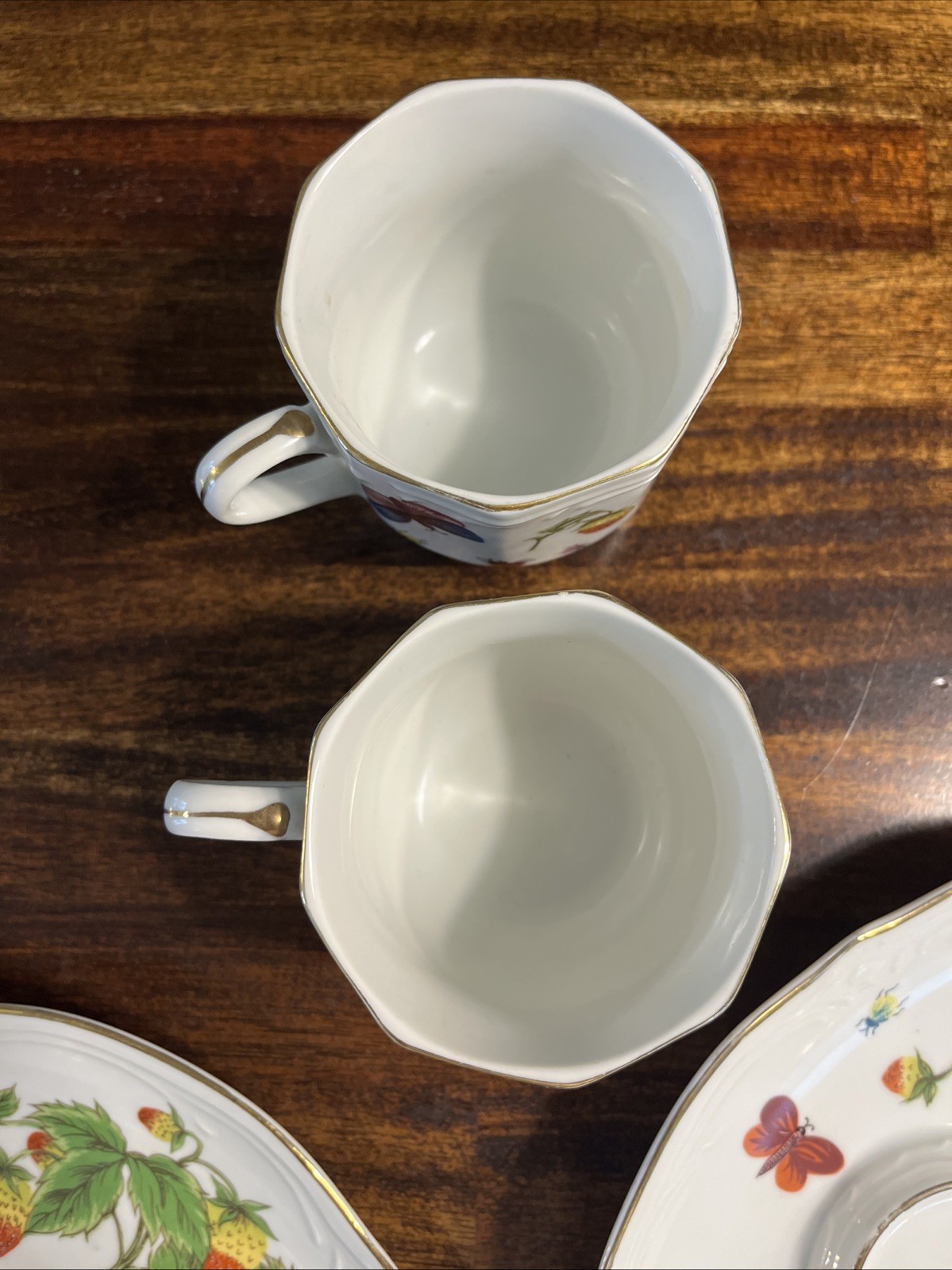 Vintage Ardalt Japan Lenwile Snack Set Strawberry Butterfly Cup Plate Lot x2