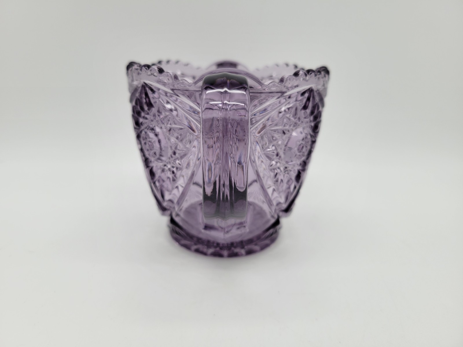 LE Smith Valtec Tree Star Purple Amethyst Glass Sugar Creamer Set MCM Indiana
