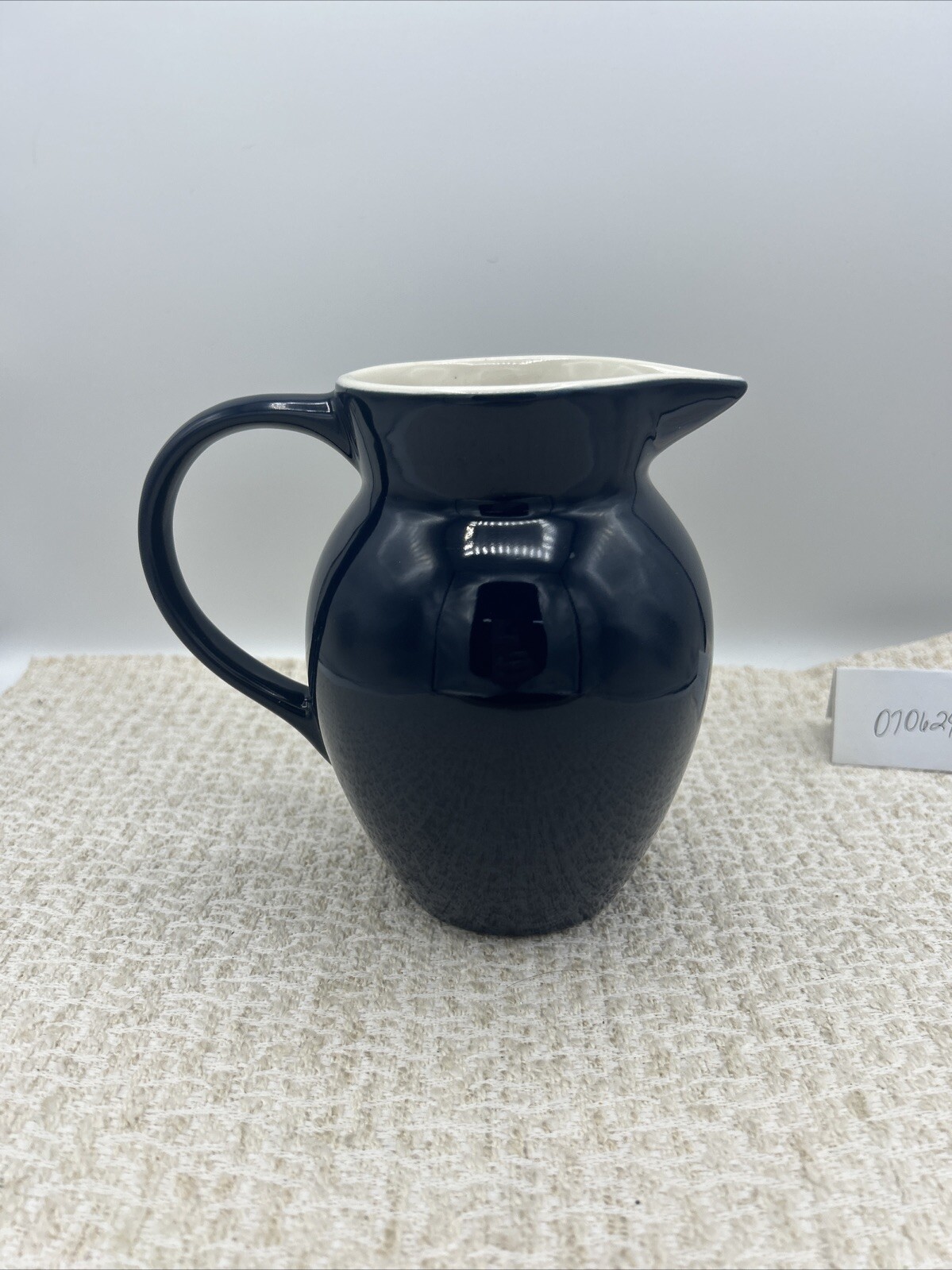 Vintage Color Cast Navy Stoneware Pitcher or Lg Creamer 6.25in Tall Priority