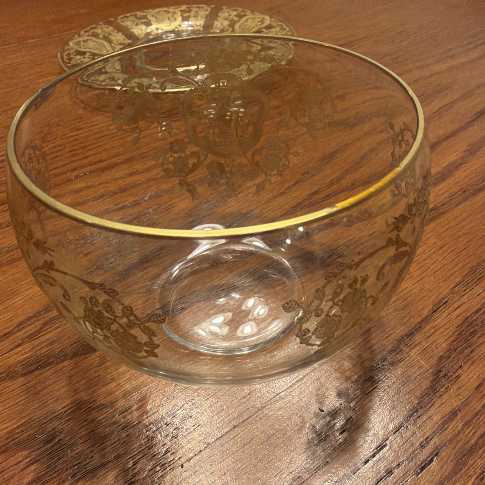 Lotus Bridal Banquet Gold Encrusted Bowl & Liner.Chip OnCup See Picture 4&7.