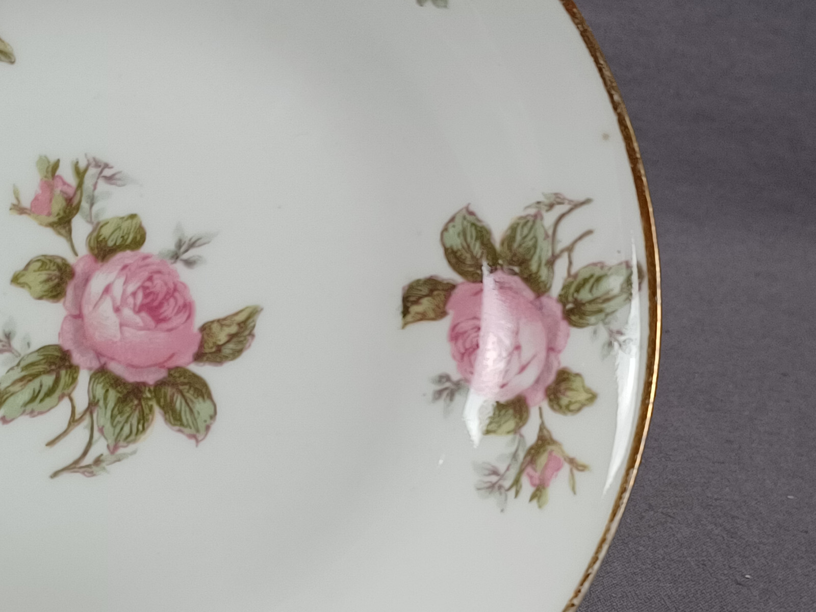 Set of 6 Limoges Pink Roses & Gold 5 1/8 Inch Dessert Bowls Circa 1900-1941
