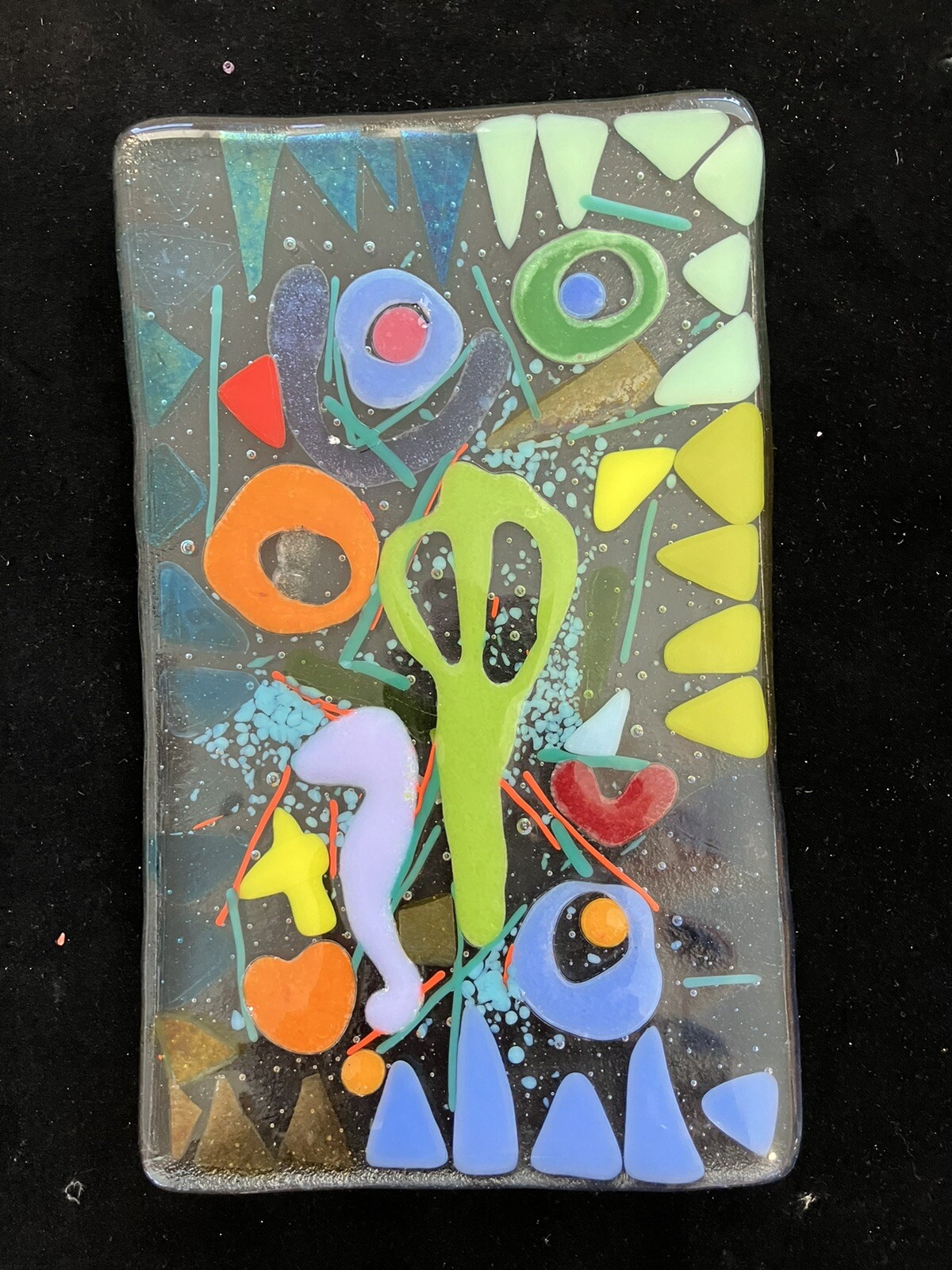 “Seashore Memories “Original Fused Art Glass Handmade 8.5”x5” Rectangular Tray