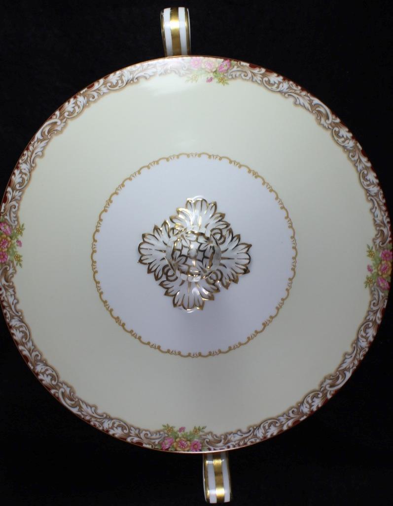 Noritake HARMONY GOLD TRIM Round Covered Vegetable Bowl 3906 GREAT CONDITION