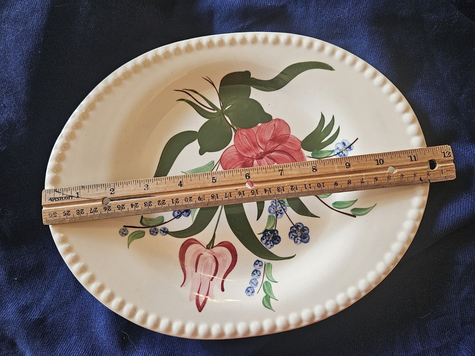 Blue Ridge Southern Pottery Bluebell Bouquet Vintage Floral Platter 11.5×9