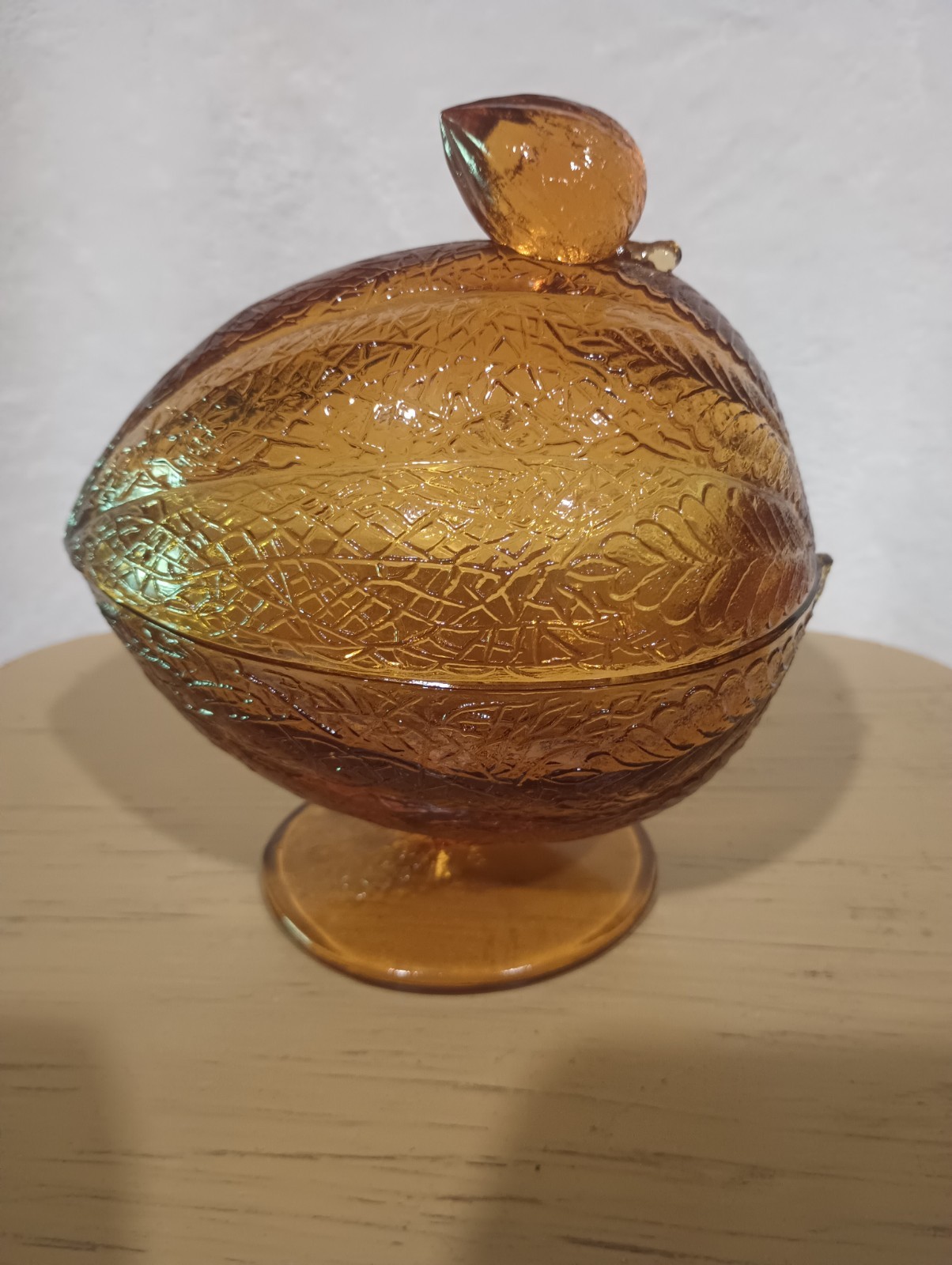Vintage L.E. Smith Amber Melon Bowl Candy Dish.6×5 In, No Chips