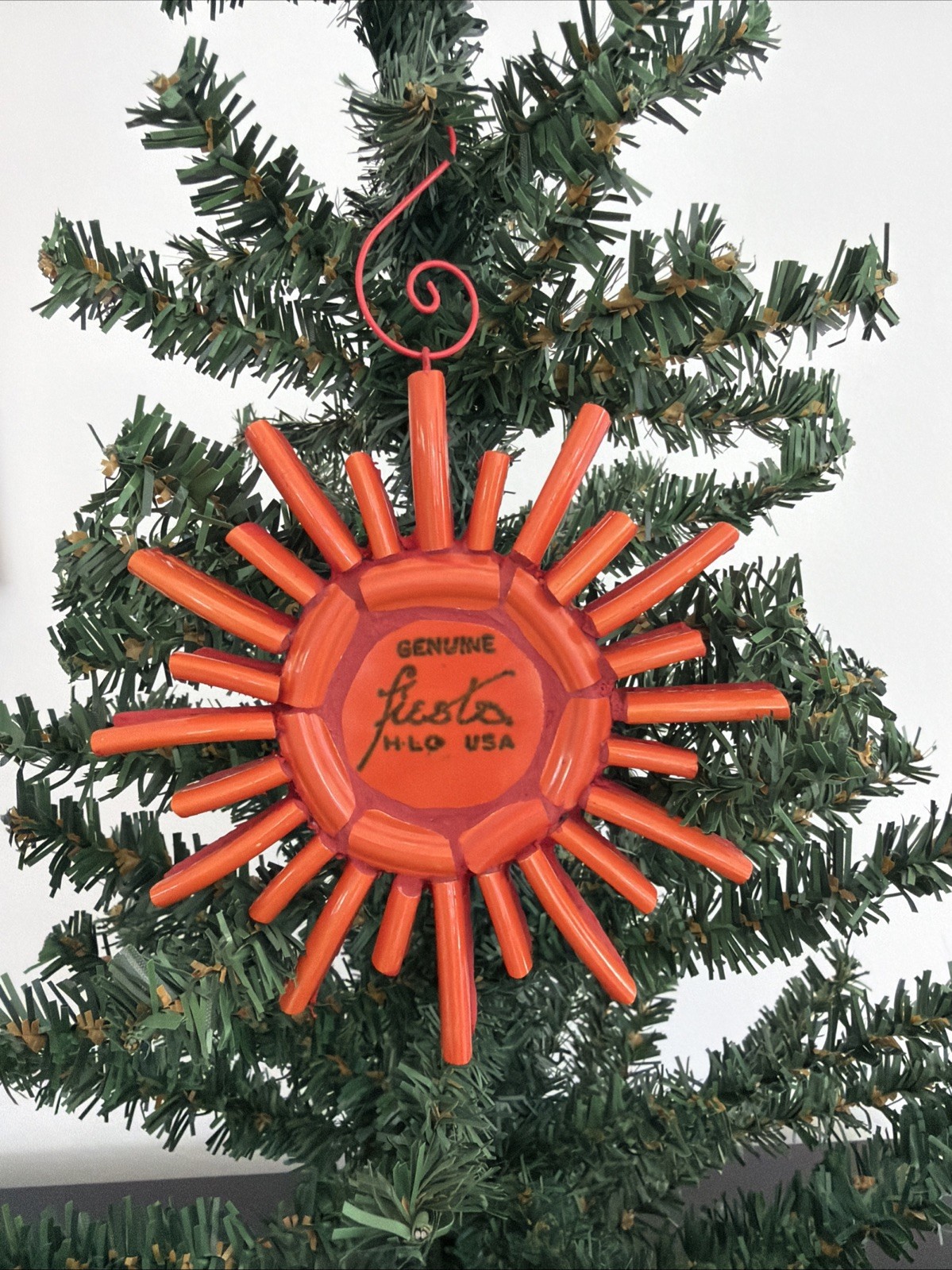 FIESTA WARE * SUN ☀️ Christmas Ornament HANDMADE USA with Vintage Red ( ORANGE)
