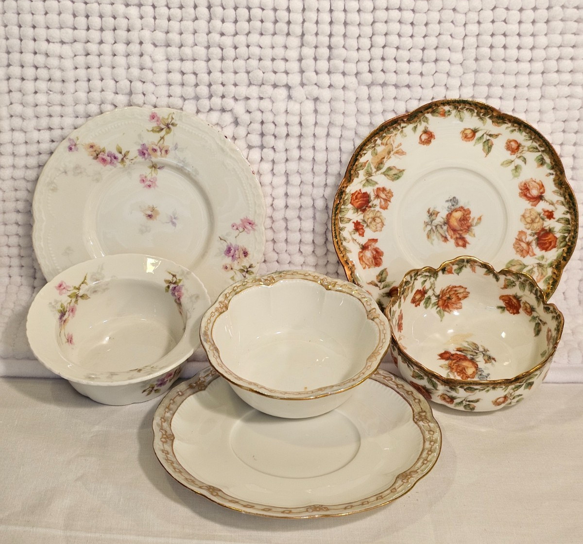 Ramekins, vintage china, set of three (3), Haviland sampler trio