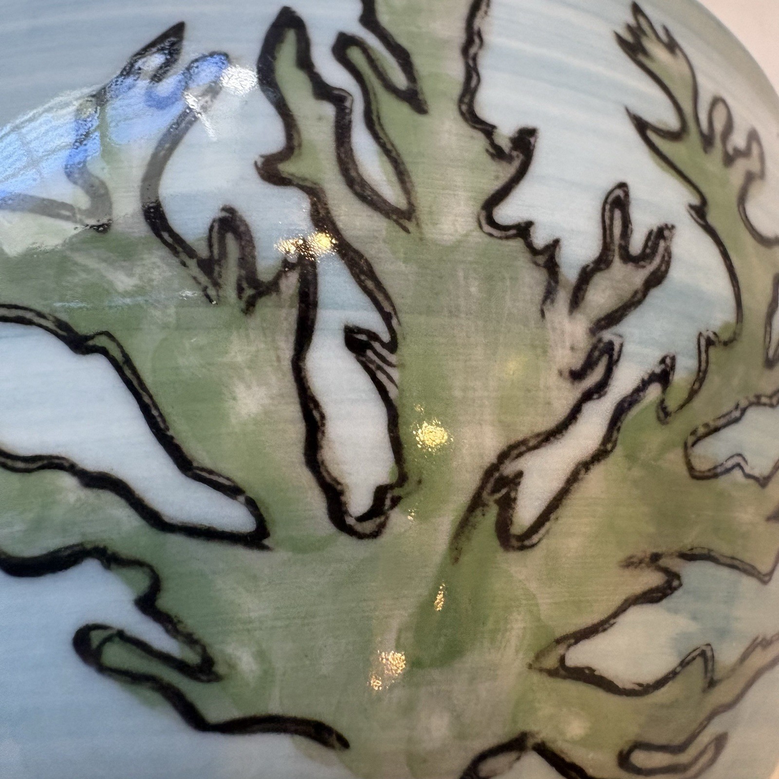 Yokohama Studio Hand Painted Bowl 5” Sea Horse Ocean Coastal Nautical Blue Kelp