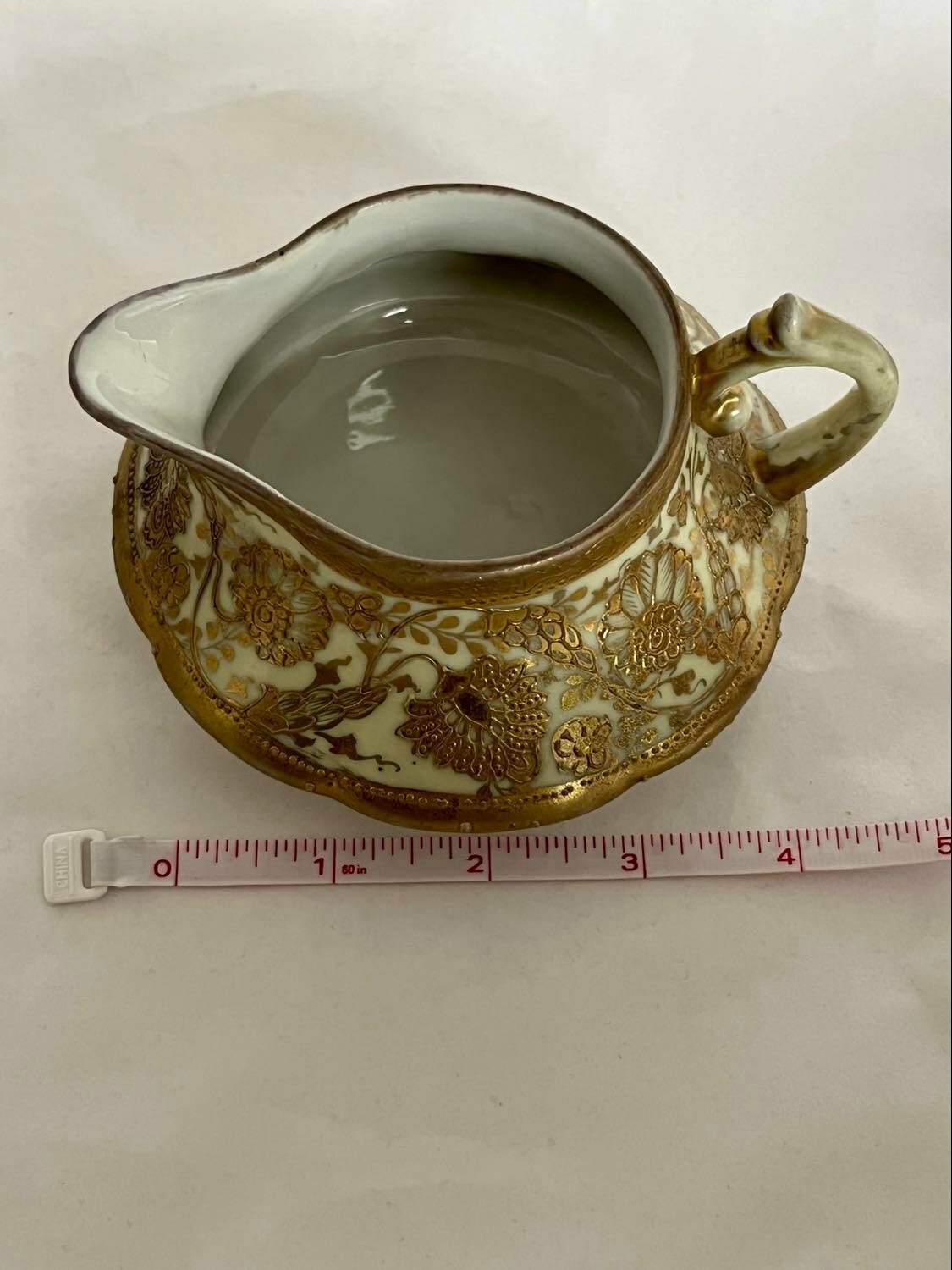 Vintage NIPPON Hand Painted Gold Encrusted Creamer and Sugar Bowl with Lid