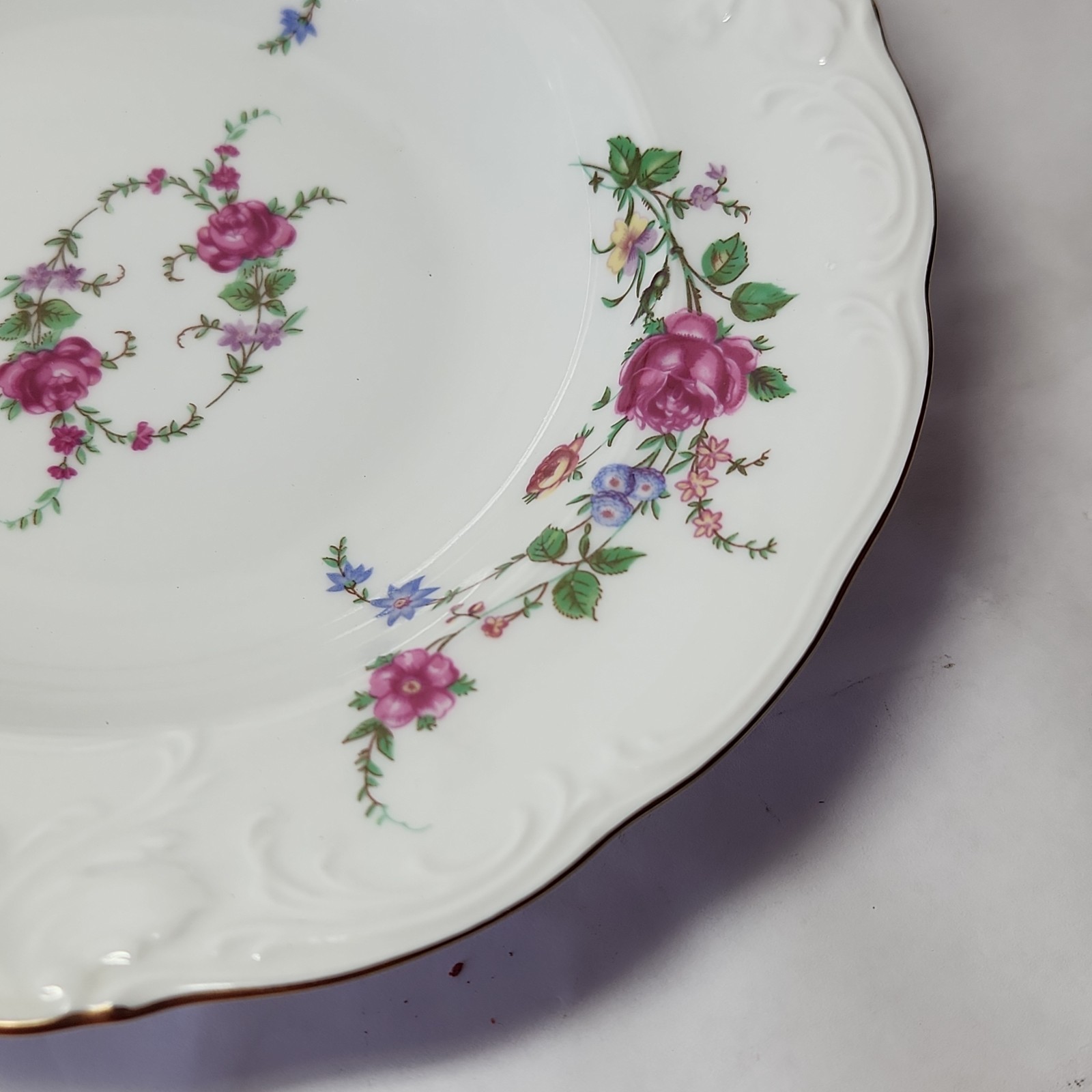 2 Rimmed Soup Bowl Floral Vintage Wawel China, ROSE GARDEN Made In Poland 8 1/8″