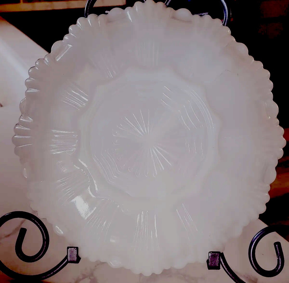 Vintage Anchor Hocking Milk Glass Sectioned Divided Serving Dish 10”