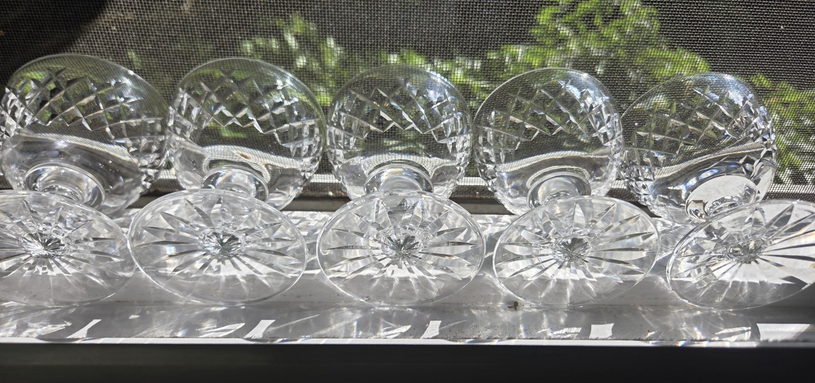 Waterford Boyne Crystal Low Sherbert criss cross cut *SET OF 5* marked