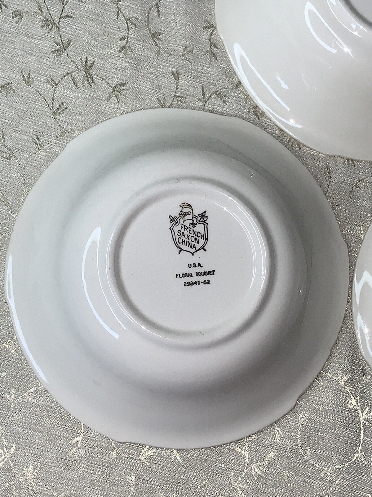 Vtg French Saxon China 6” Floral Bouquet Scalloped Embossed Edge Bowls Set Of 3