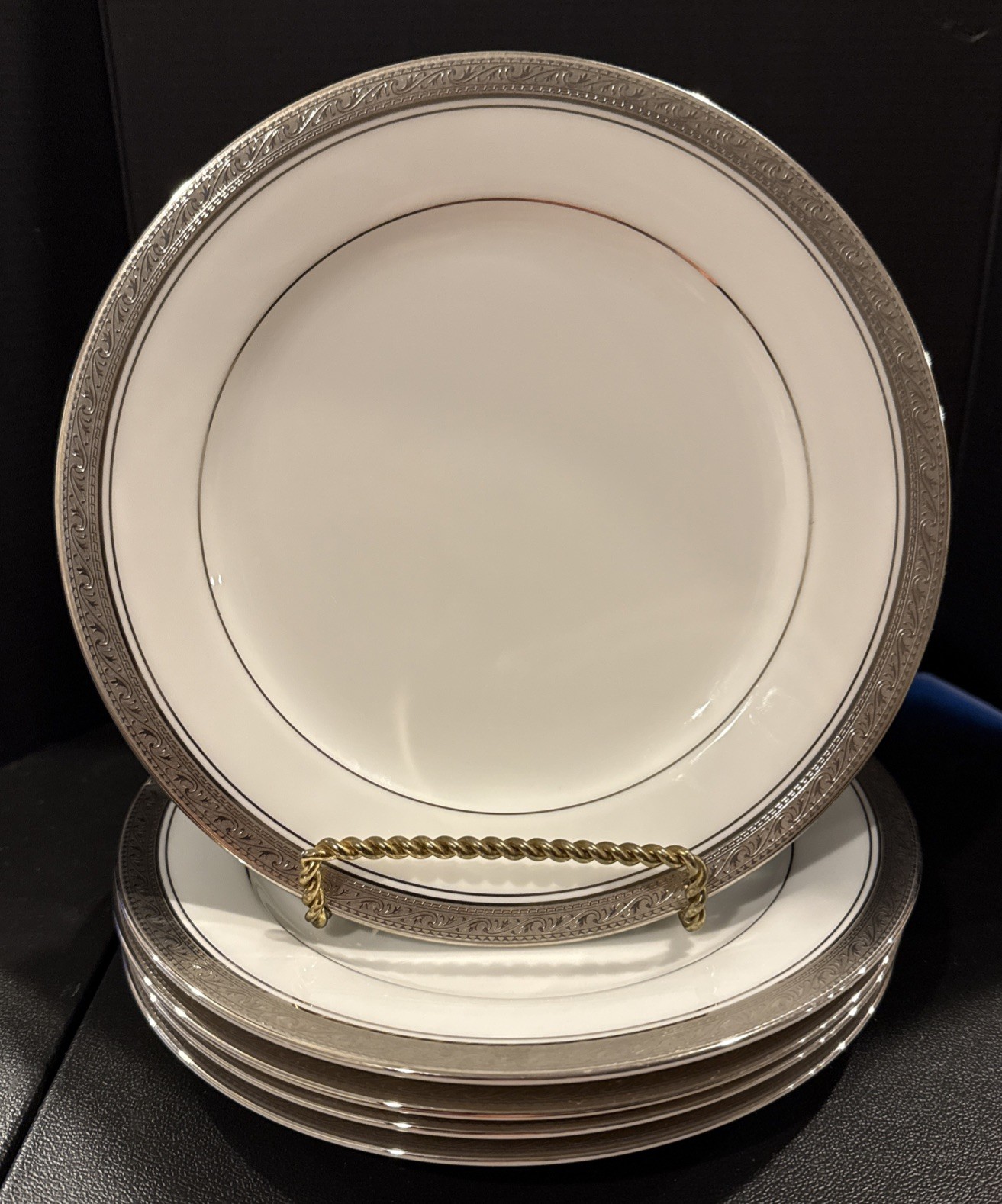 Noritake Crestwood Platinum Salad Plates Plate 8 Inch Set Of 5 NEW Wedding Party