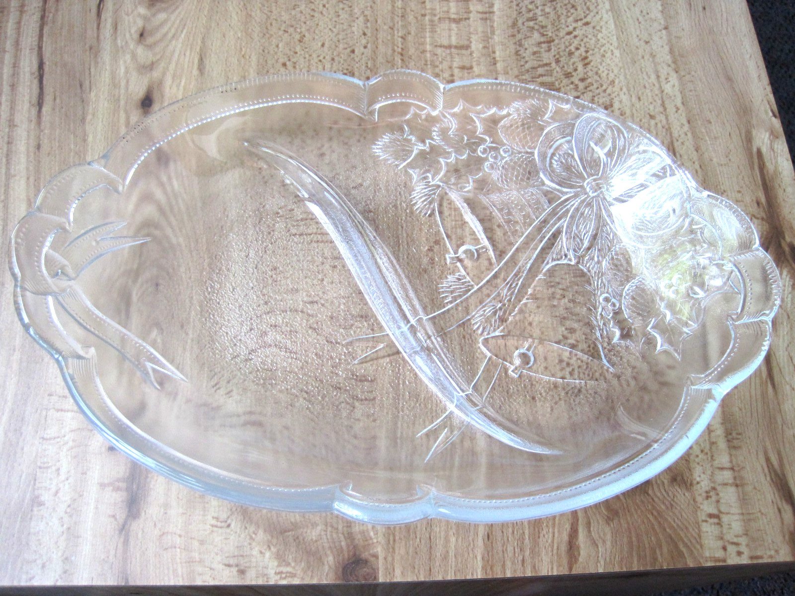 Vintage Mikasa Crystal Holiday Bells Divided Dish 10.25″ – NEW in Box