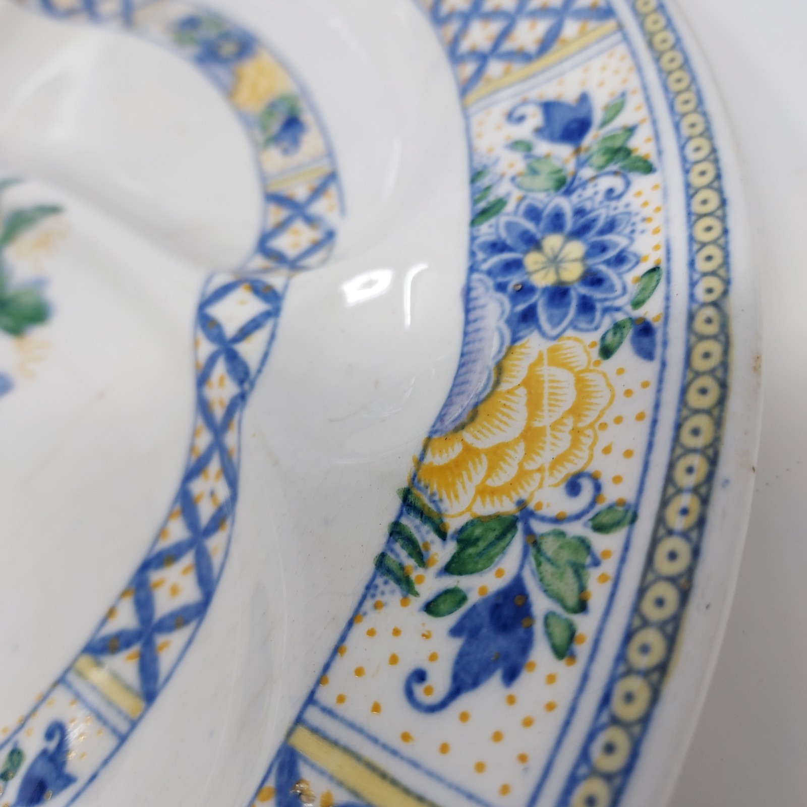 Booths England Set 4 Antique Divided Dinner Plate Porcelain Nankin Pattern 10.5″