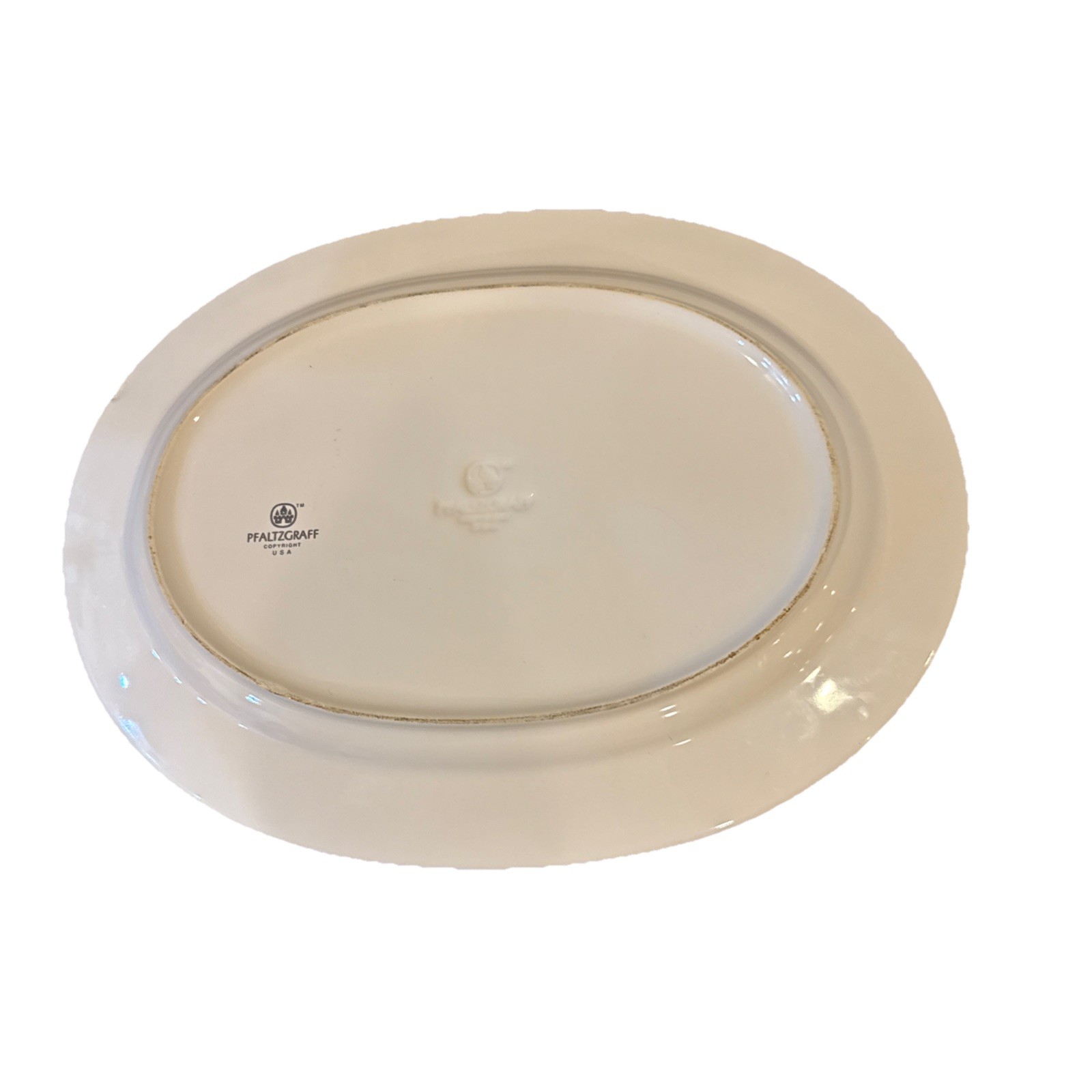 Pfaltzgraff Wyndham Serving Platter 14” Dish Stoneware Beige Floral Design