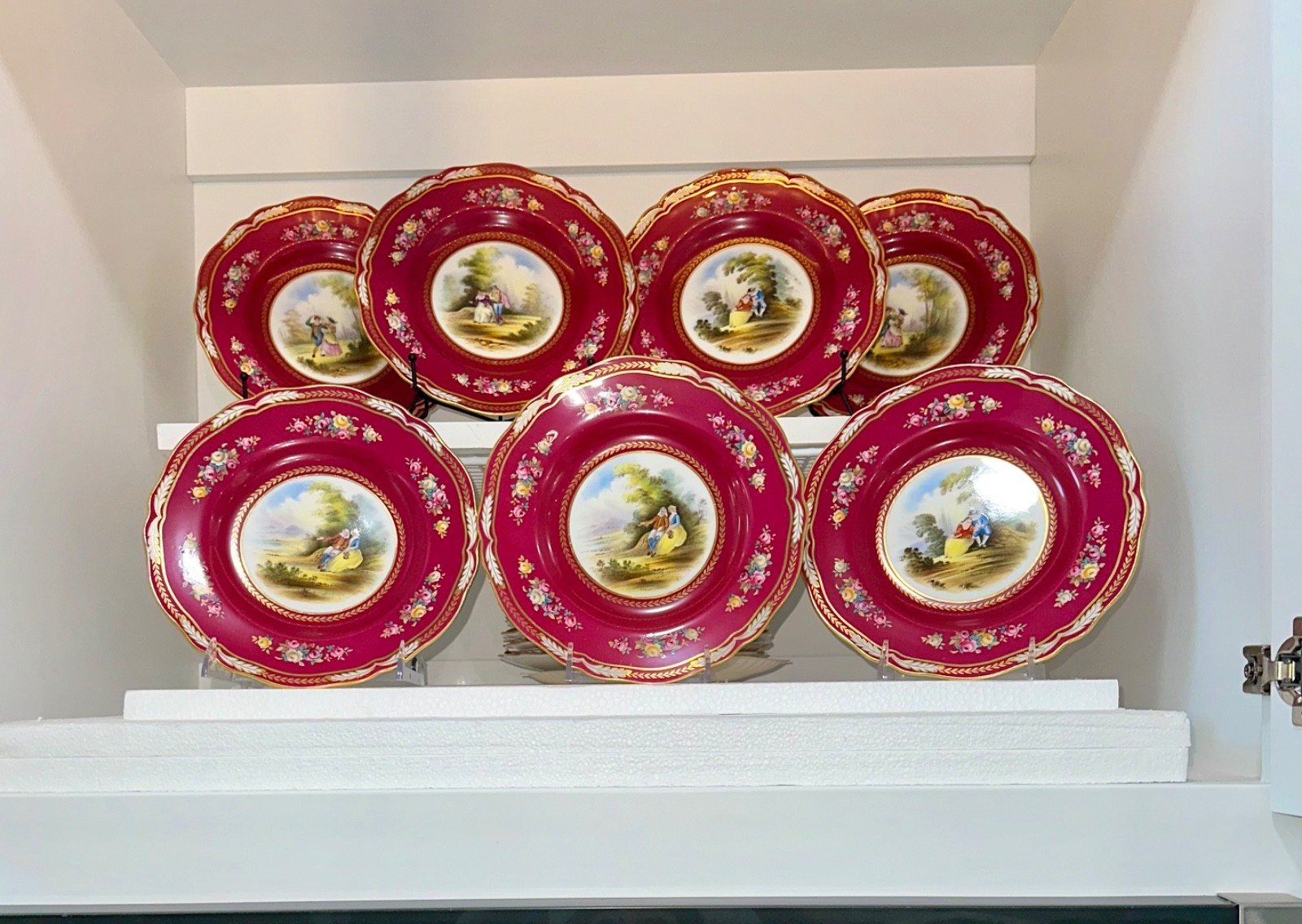 12 Copeland Spode Courting Couples HandPainted Plates Davis ex antique condition