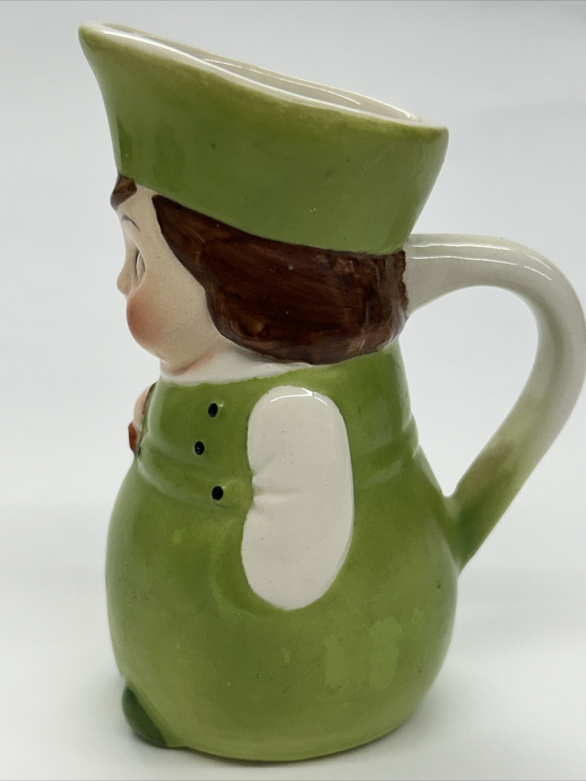 Goebel Green Dutch Figural Cream Pitcher Full Bee Mark 1950-1959 S-486 3/0