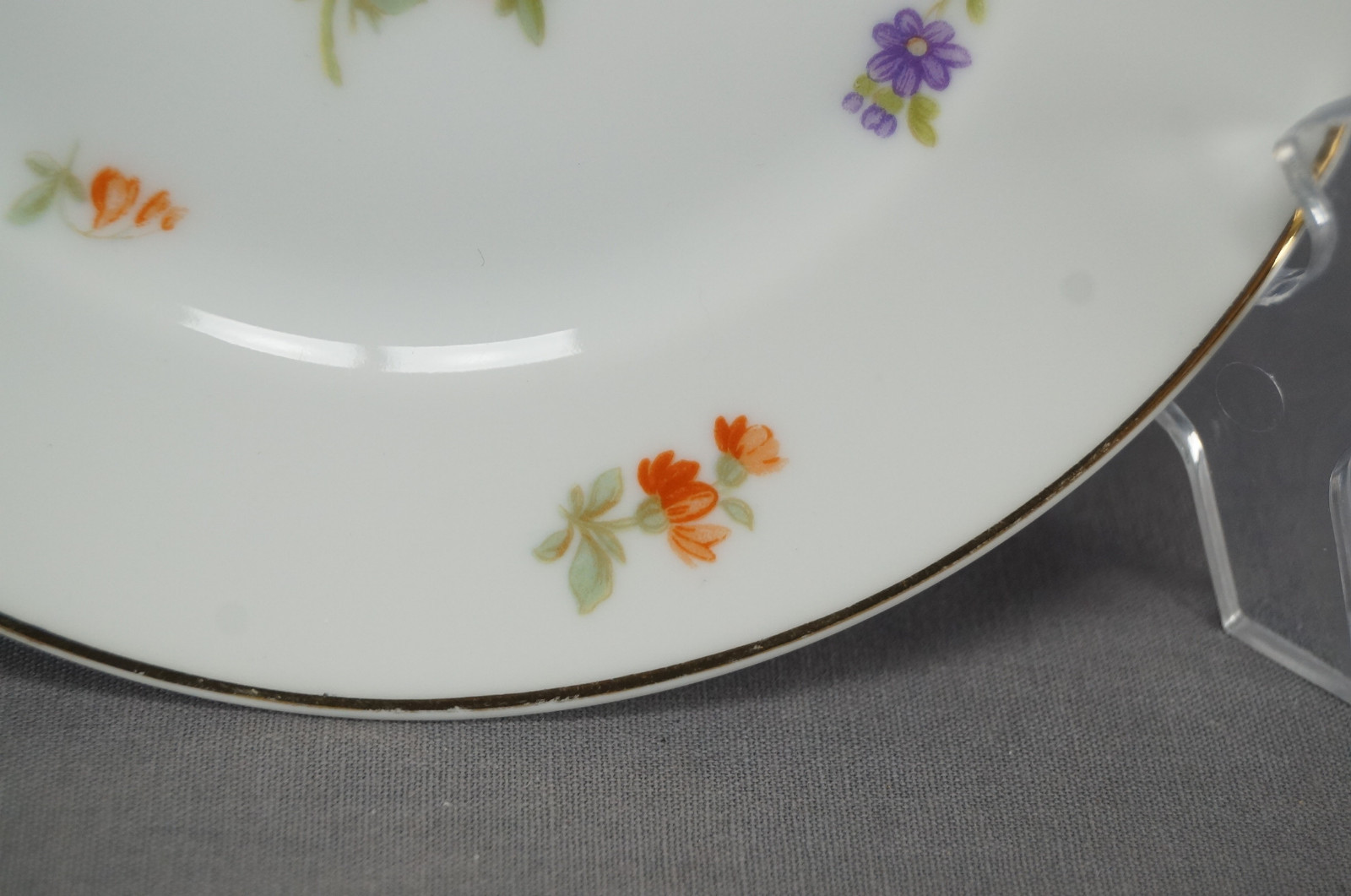 Pair of Rosenthal Dresden Flowers & Gold 6 1/8 Inch Bread Plates Circa 1901