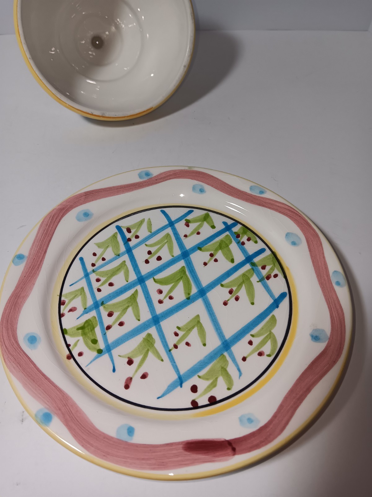 BEAUTIFUL Vintage Colorful Majolica Ceramic Cheese Dome – MacKenzie Childs Style