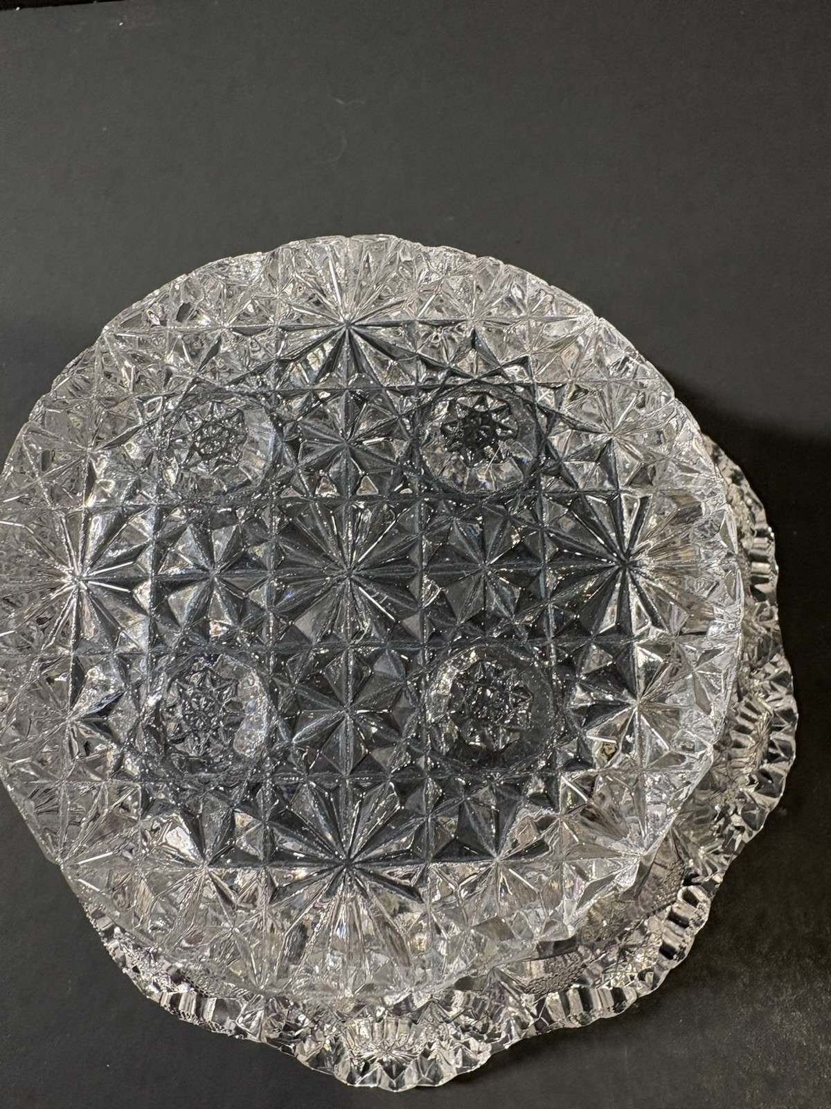 Antique American Brilliant Period Cut Glass Bowl Crystal Hobstar Sawtooth 6”