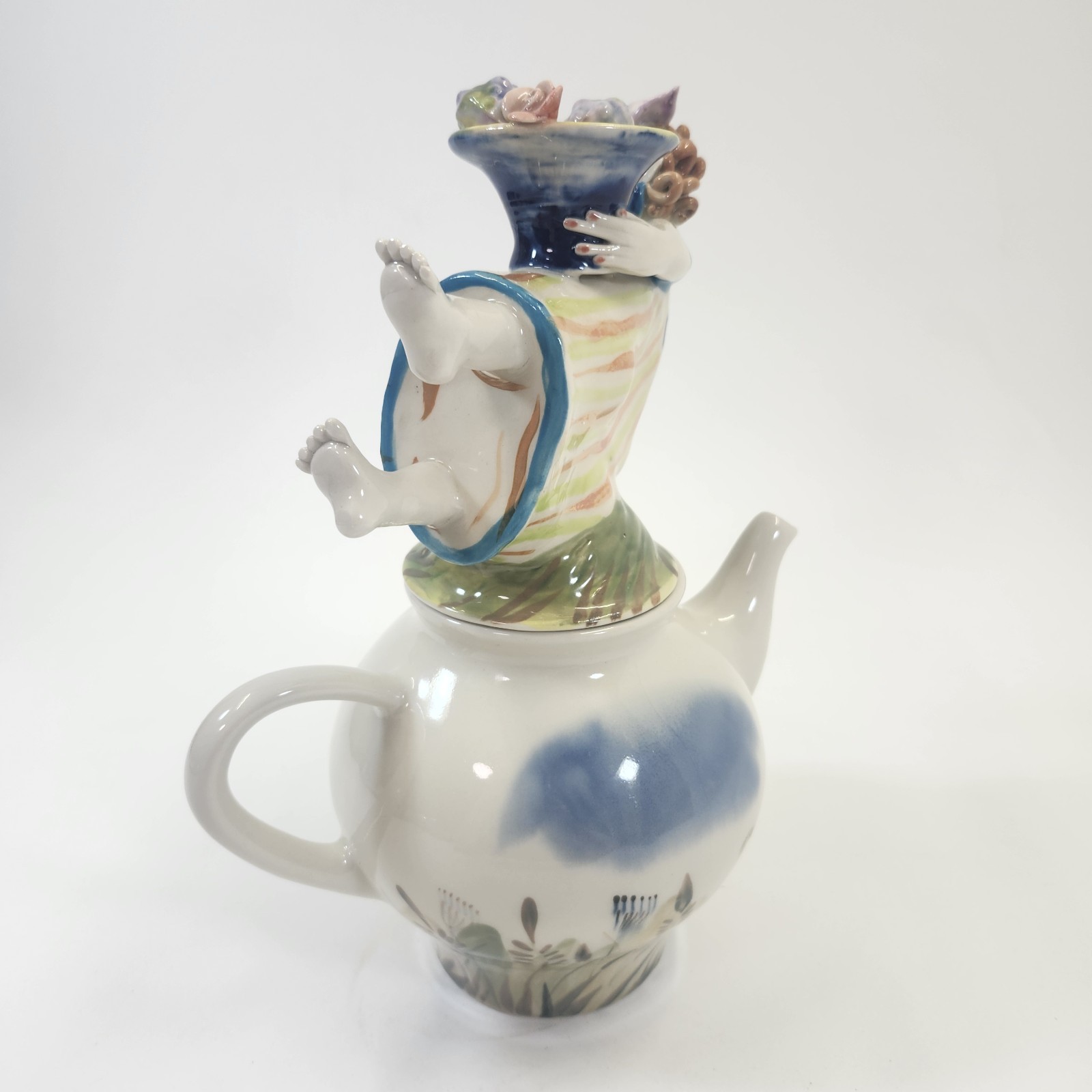 Julia Kirillova Teapot Signed 1997 Russian Studio Pottery Figural Art Whimsical