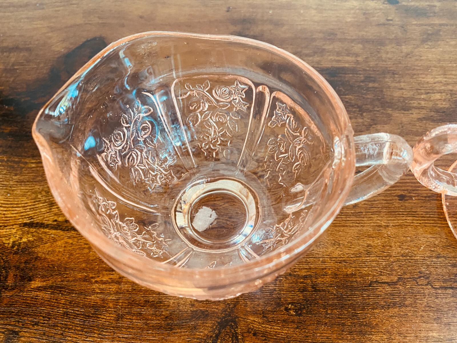 Vintage Pink Depression Glass Sugar Bowl and Creamer