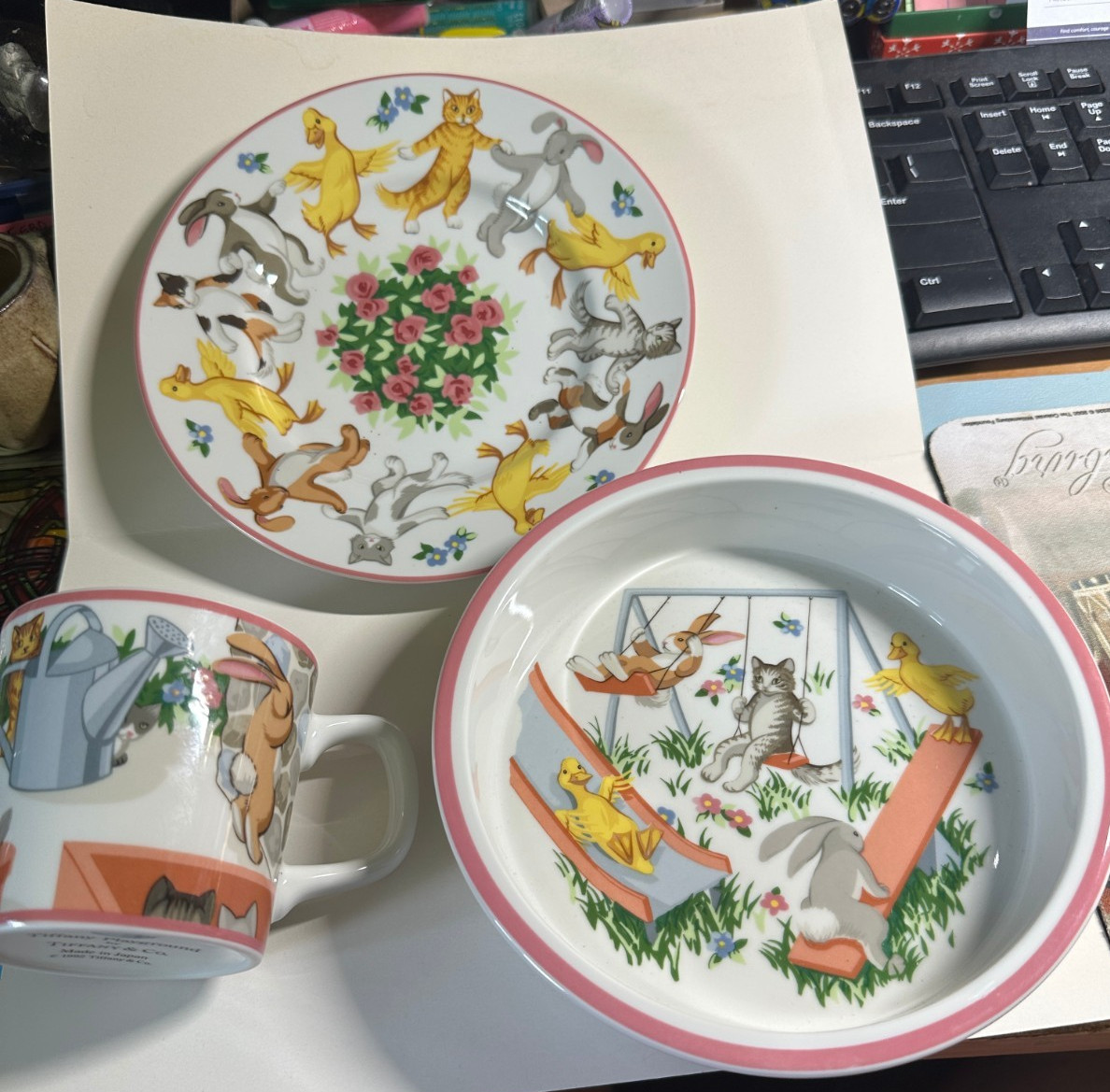 Tiffany Playground 1992 by Tiffany & Co 3 Piece Child China Set Never used