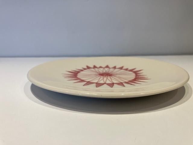 CRATE & BARREL Red Ornament Dessert Plate 7.25” Made in Great Britain