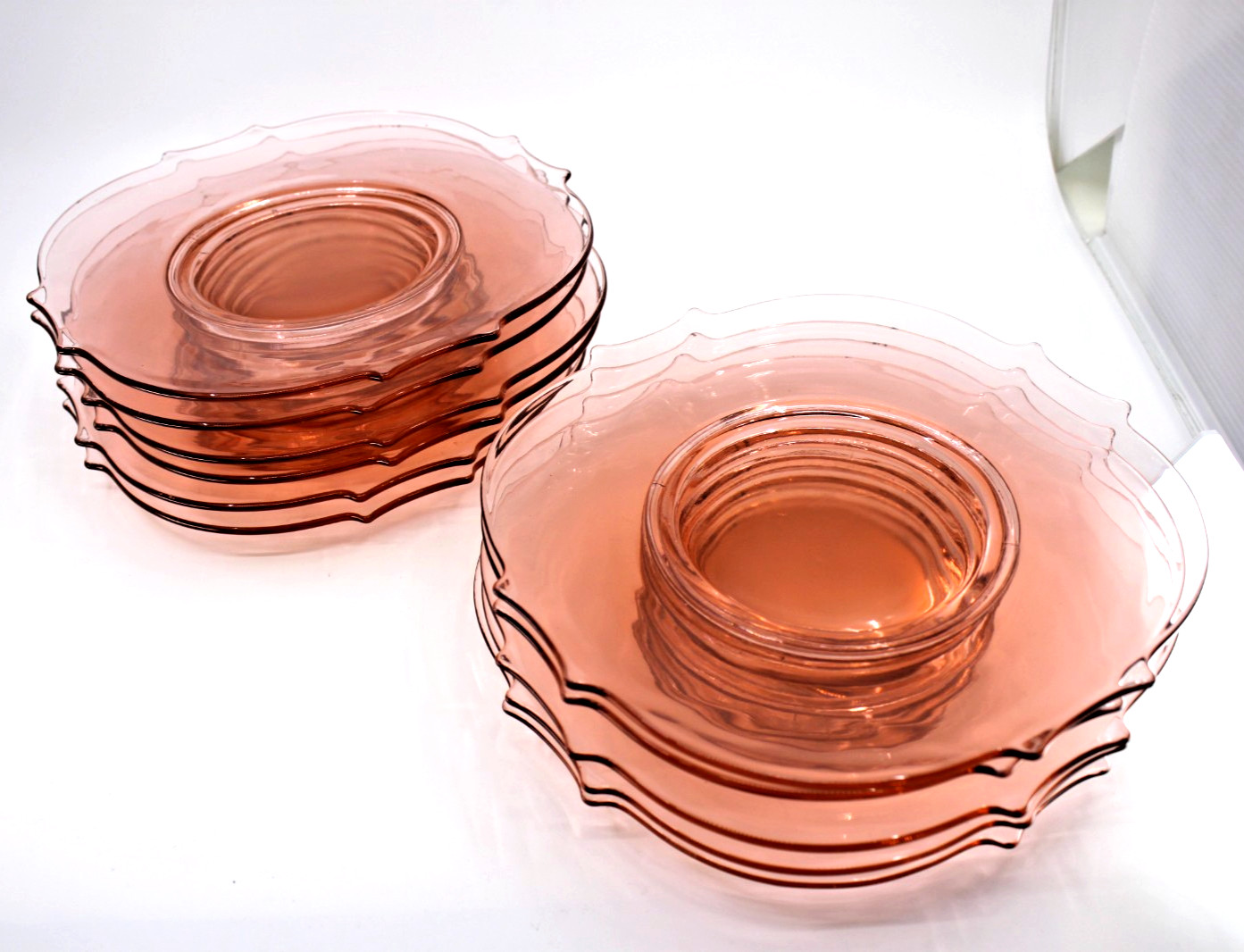 VTG Set of 11 Pink Depression Glass 8 3/4 inch Salad / Dessert Plates