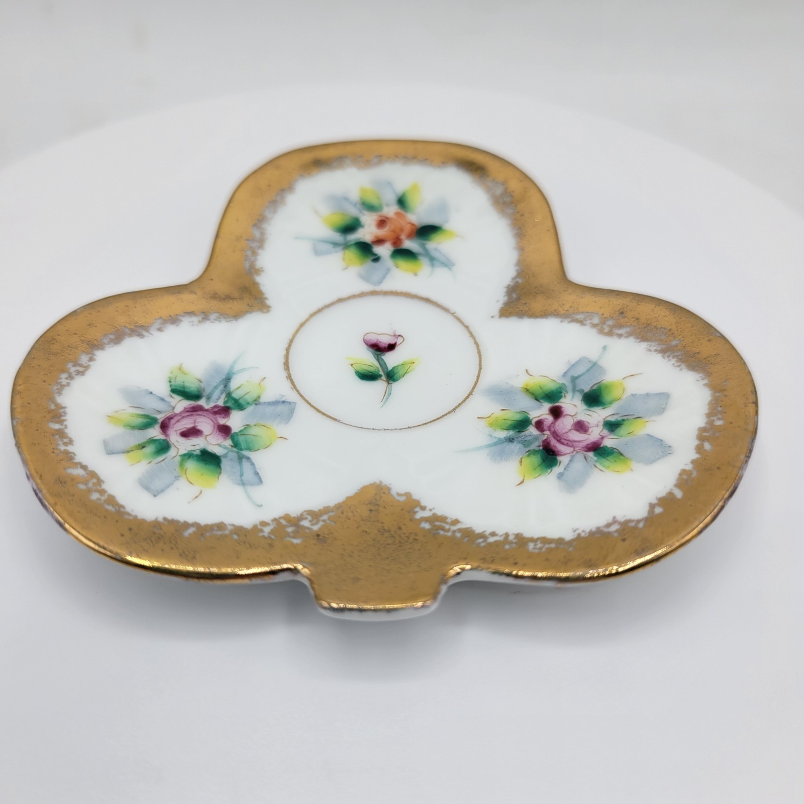Vintage Made in Occupied Japan Porcelain Tea Cup & Saucer Flowers & 24KGold Trim
