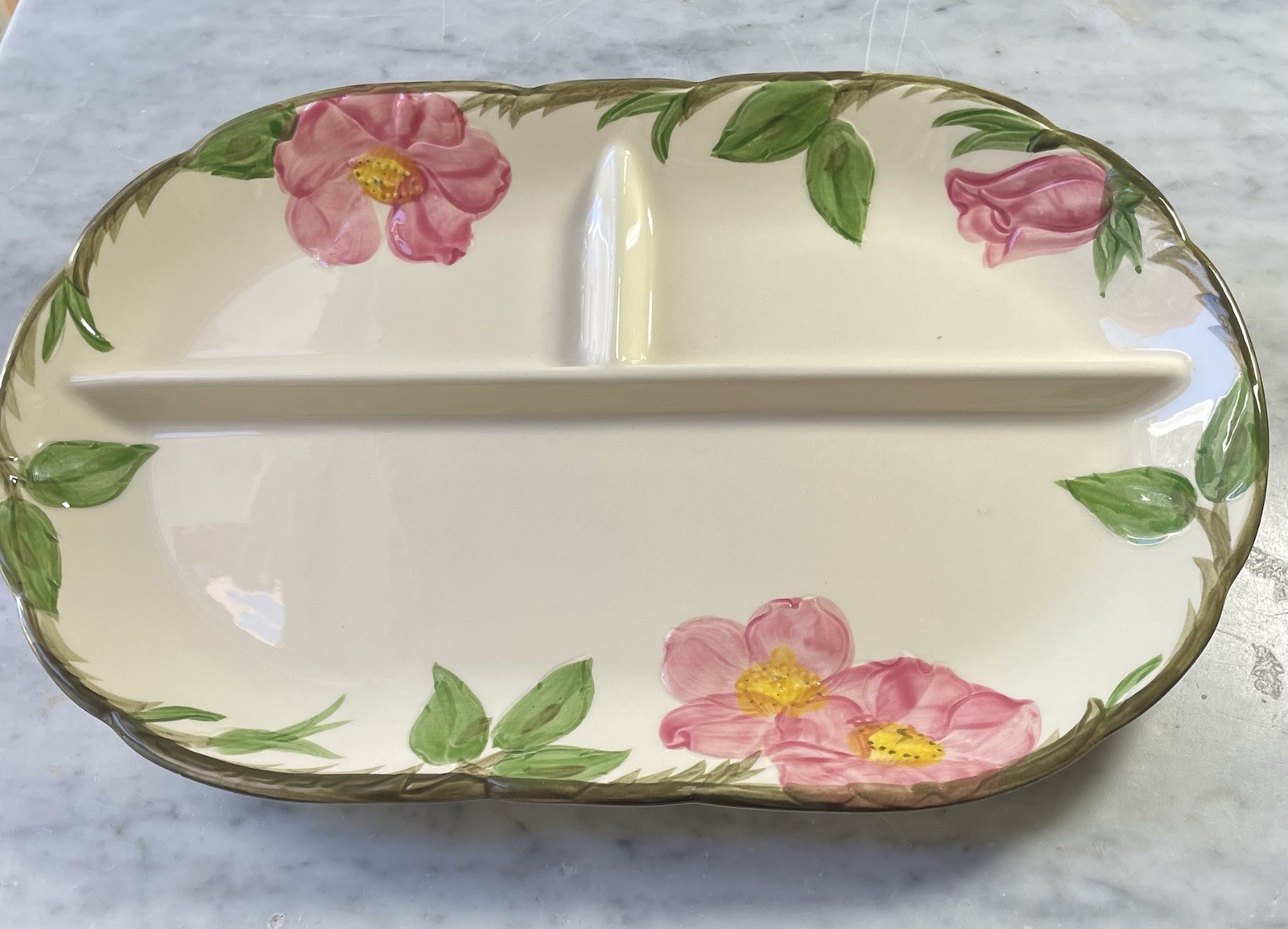 Franciscan Desert Rose 3-Part Divided Relish Dish Tray Plate Vintage 1960s
