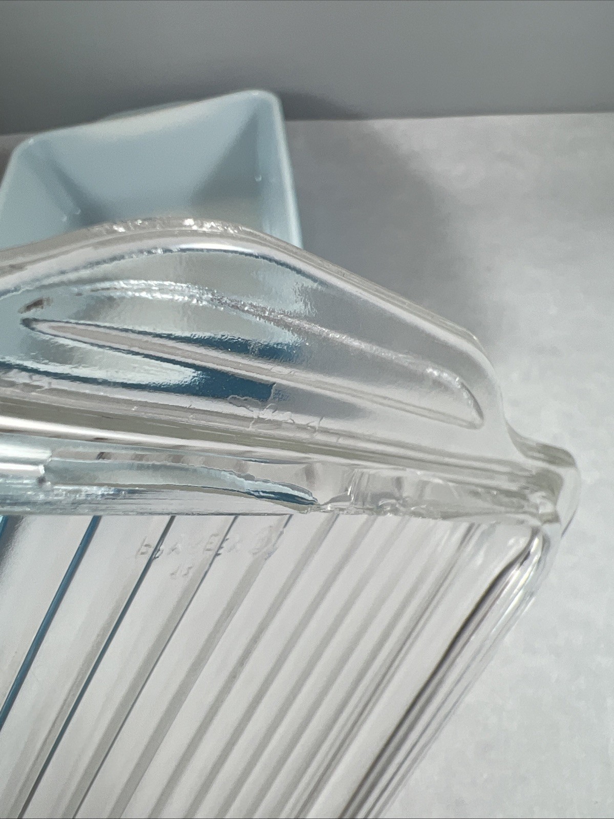 PYREX Snowflake Blue Garland 503 Dish 1 1/2 Qt Ribbed Glass Lid + 1 1/2 pt dish