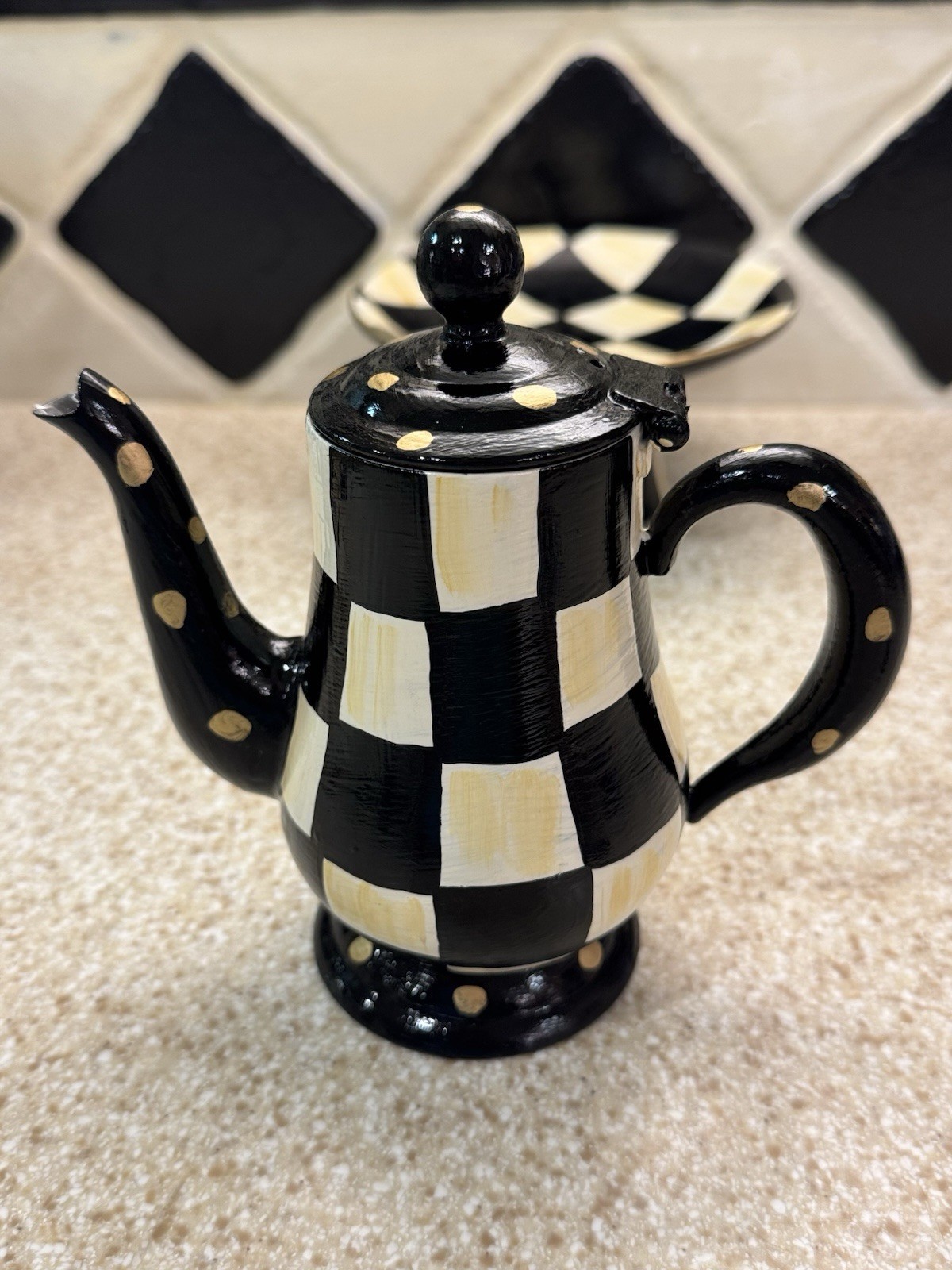 McKenzie Childs INSPIRED Mini Creamer And Pedestal