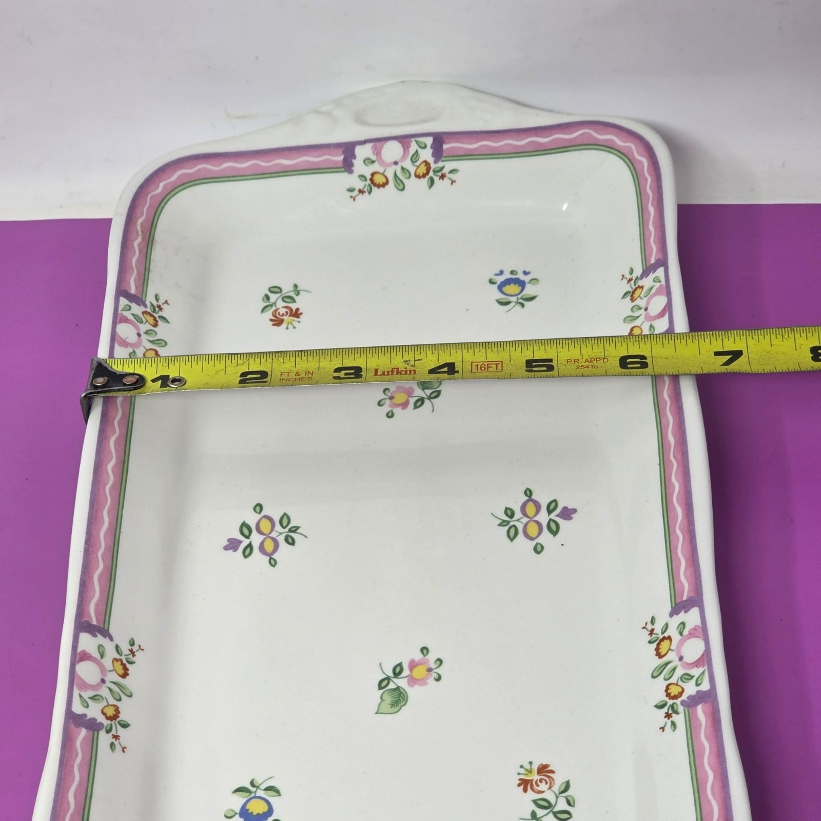 Laura Ashley Alice Serving Tray Rectangular Floral Pink & Green Made In England