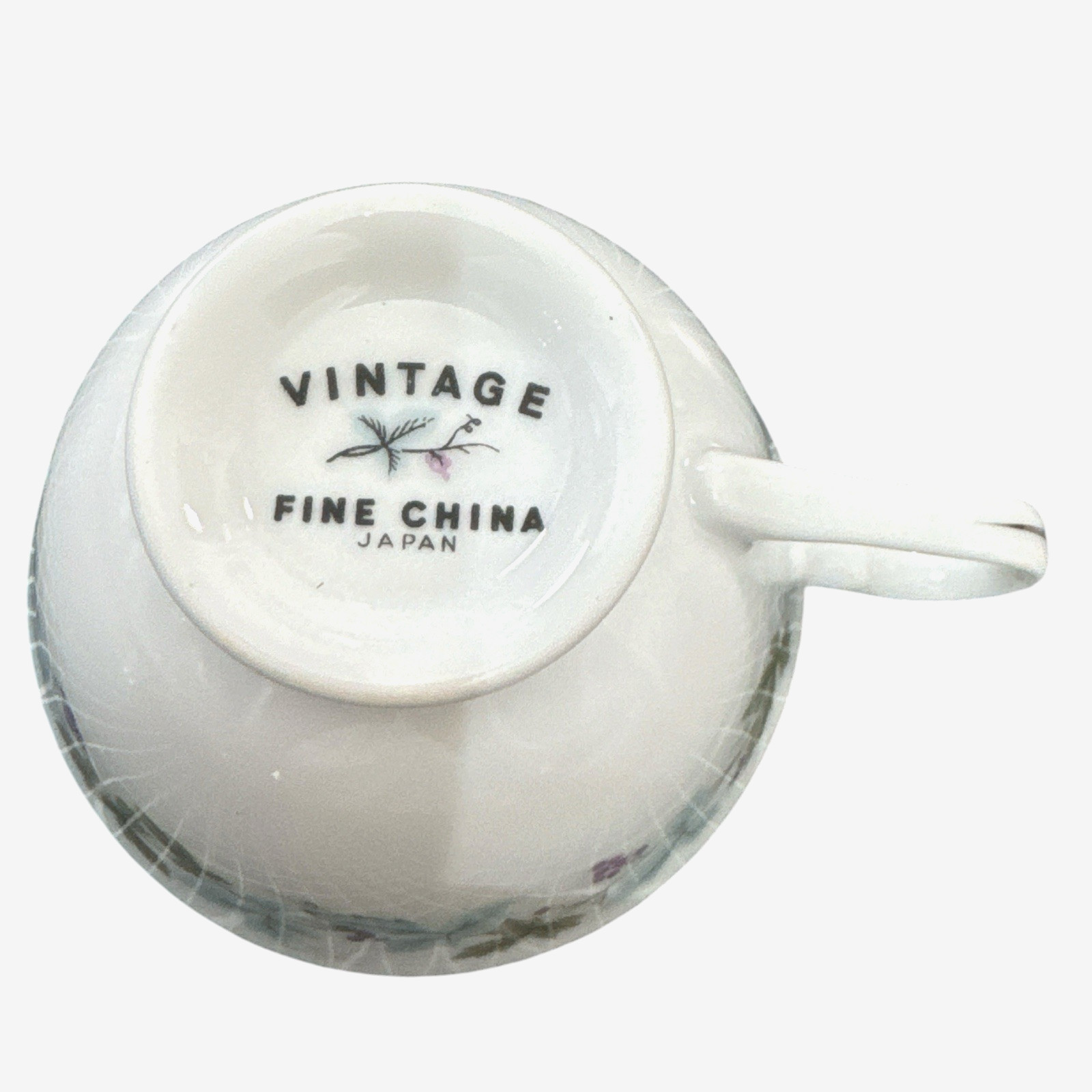 Vintage Fine China Japan Platinum Rose Footed Cup & Saucer Silver Trim