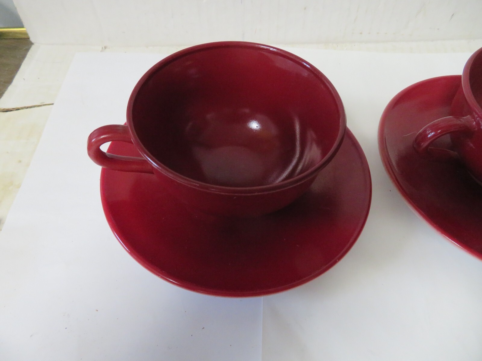 Vintage Hazel Atlas Milk Glass Ovide Platonite Set of 2 Cups & Saucers