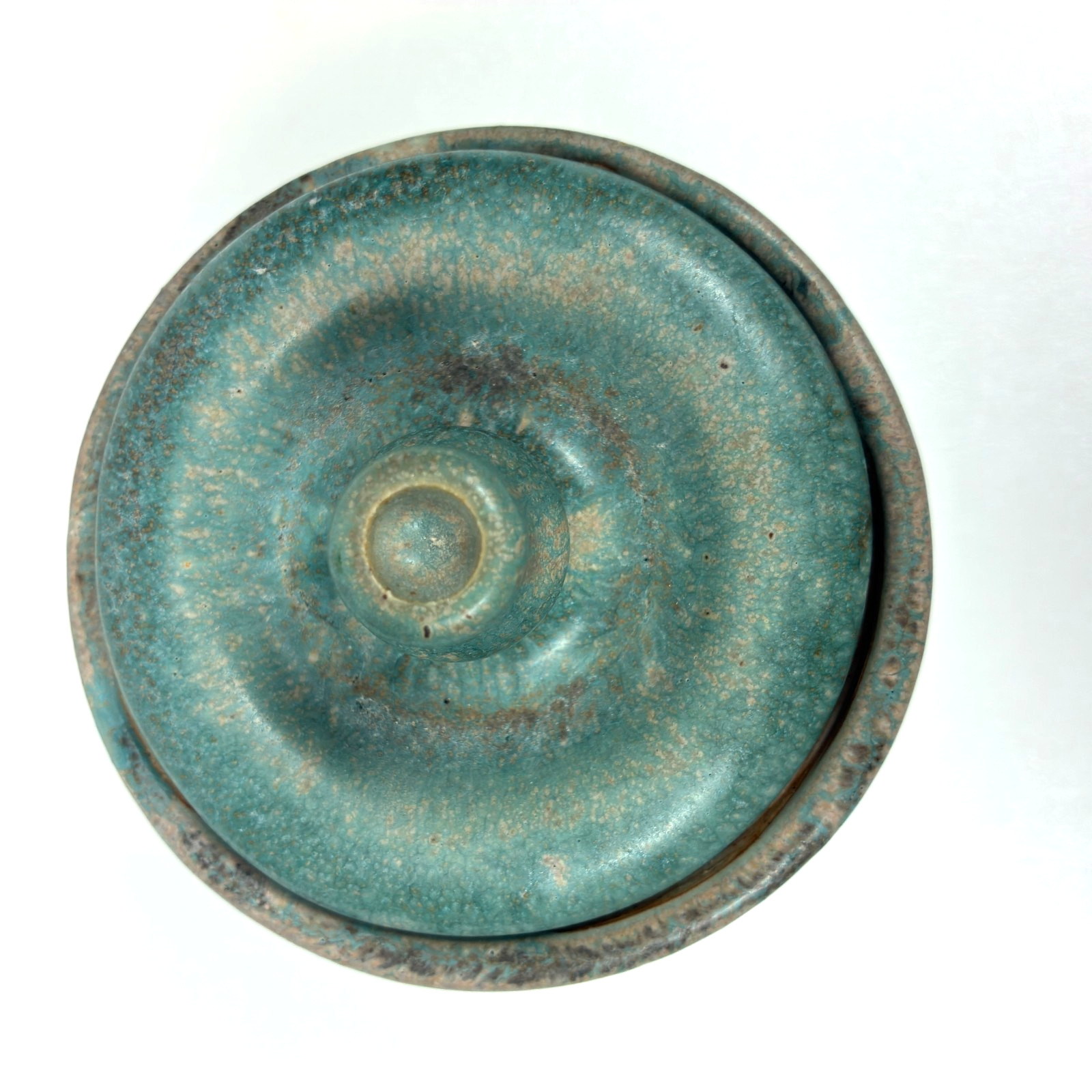 Studio Pottery Canister Jar With Lid Signed Blue Brown Drip Glaze