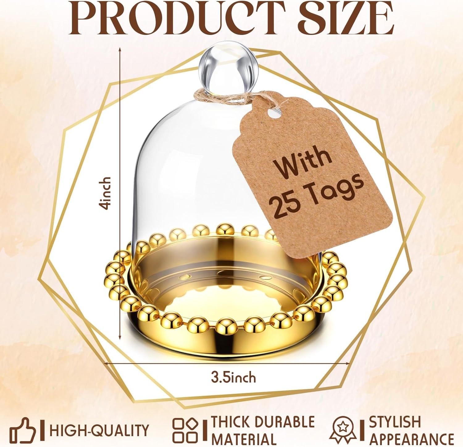 24 Pack 4″ Gold Crown Jar Candy Container Favors with Dome for Wedding, Brida…