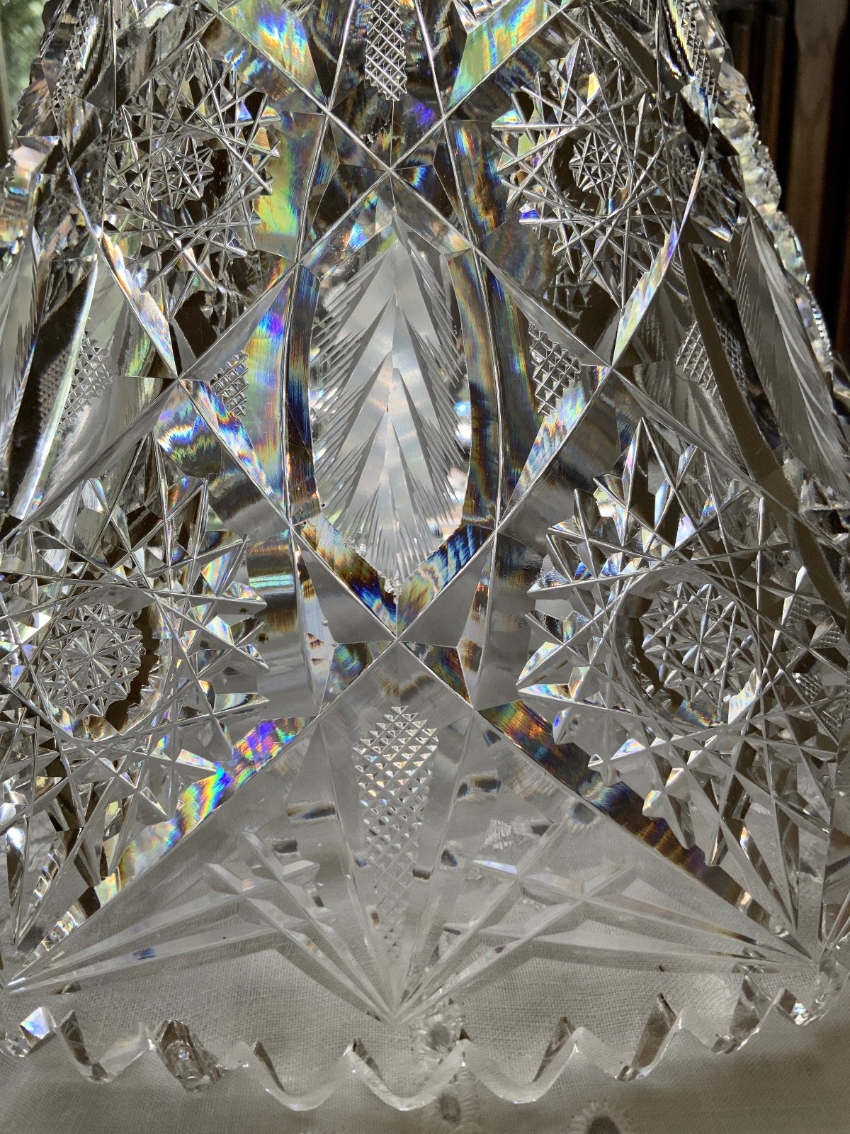 AMERICAN BRILLIANT CUT GLASS PUNCH BOWL BASE STAND C.1900 (MISSING BOWL)