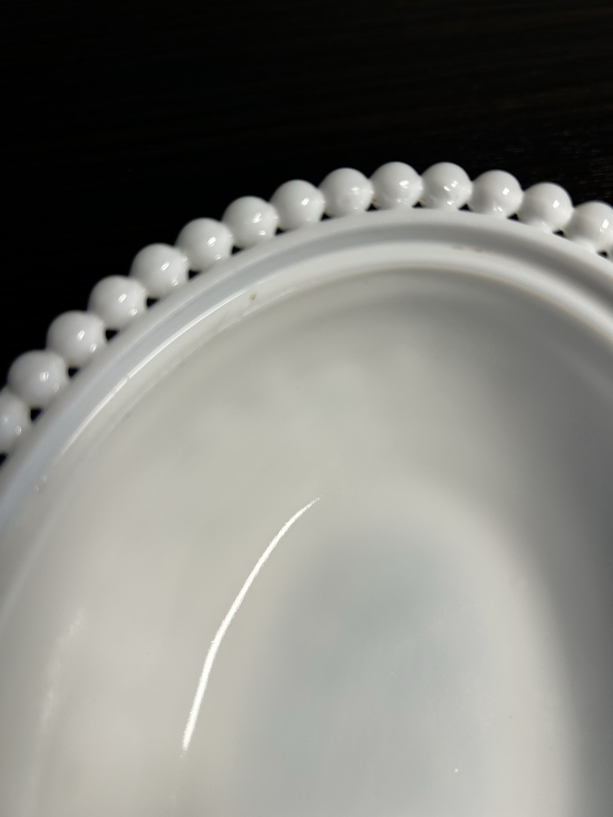 RARE! Indiana White Milk Glass Hen On Nest With Slotted Beading On Base
